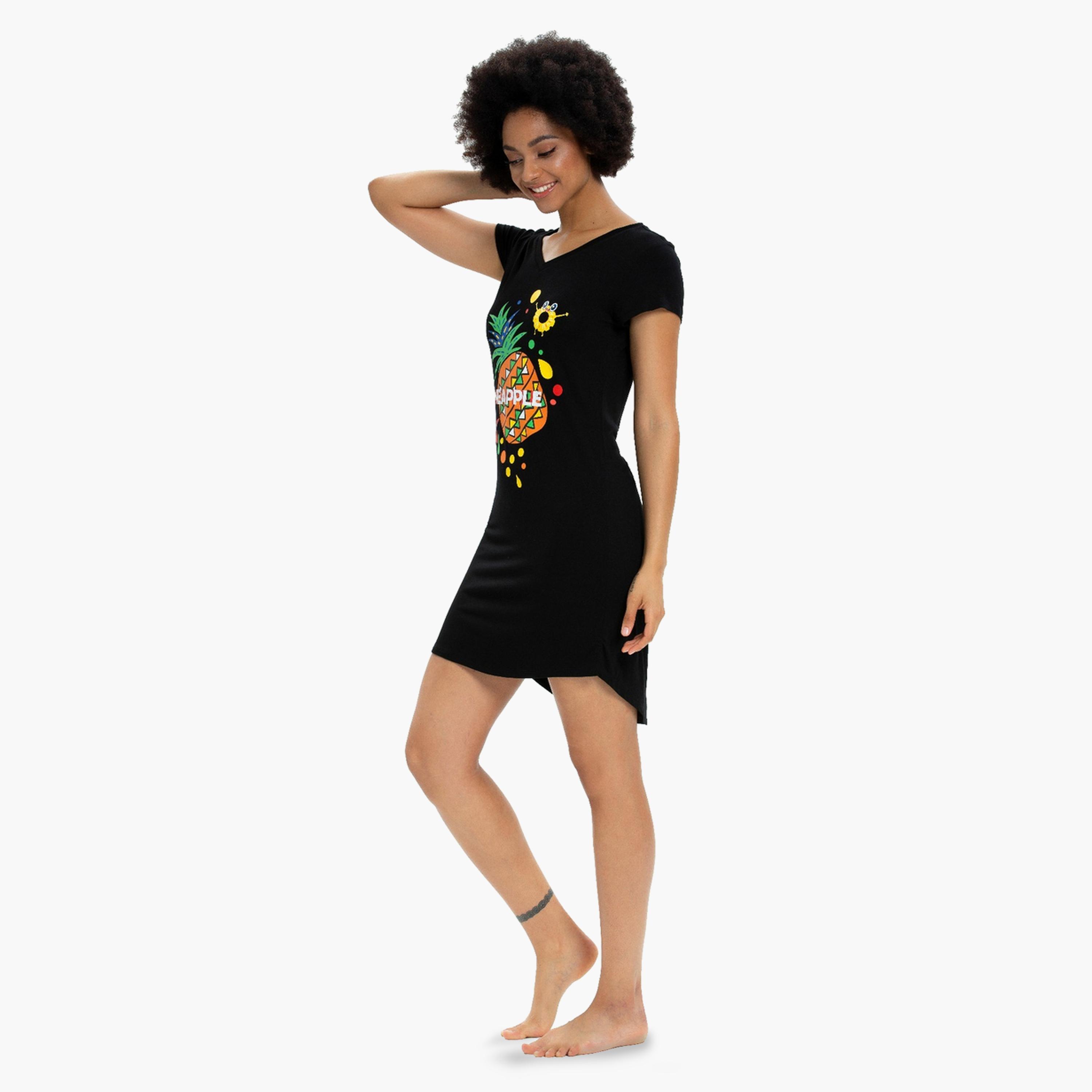قميص نوم بأكمام قصيرة وطبعة فواكه-women-clothing-nightwear-nighties-image-2