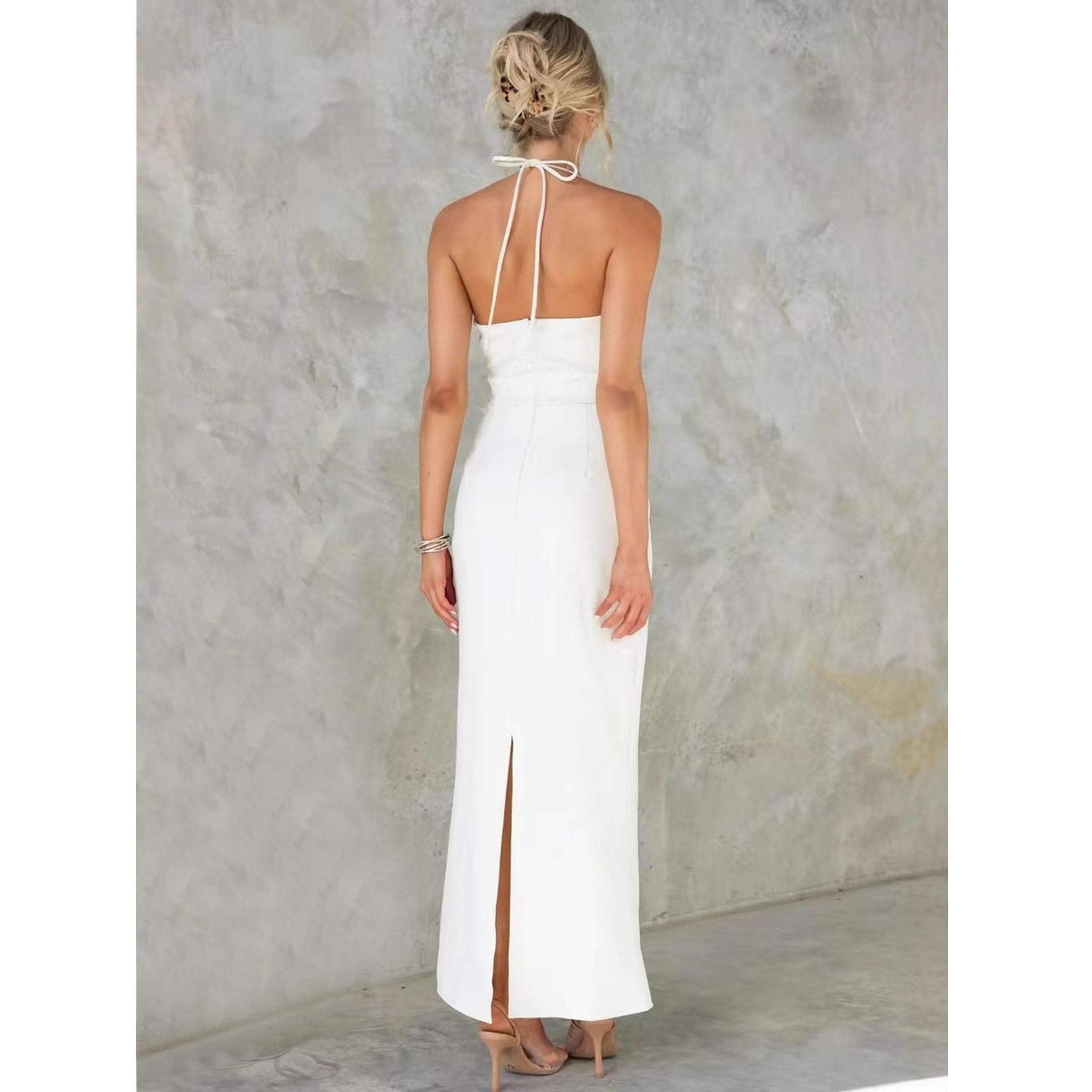 فستان طويل بياقة هولتر وتفاصيل إبزيم-women-clothing-dresses-image-3