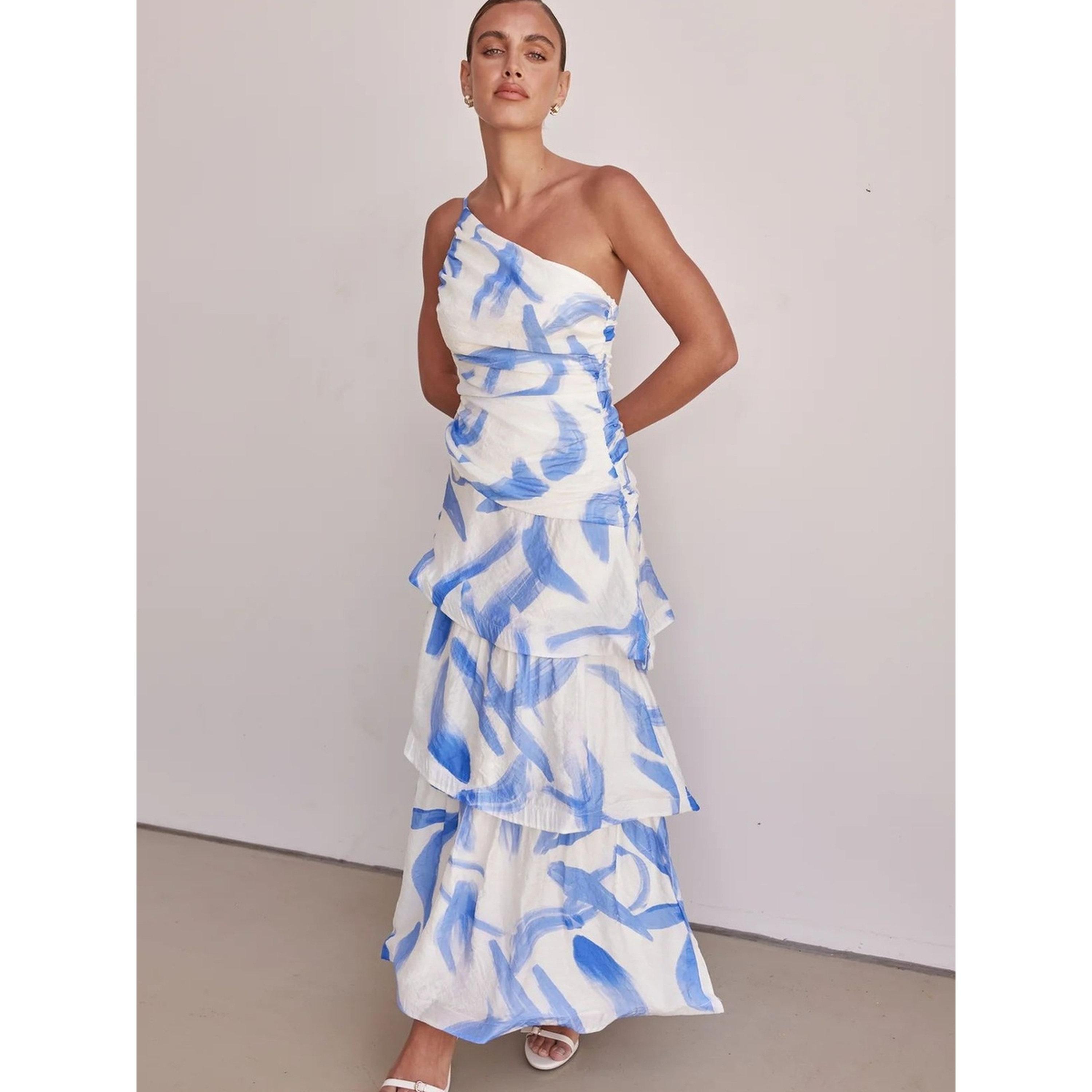 فستان طويل متعدد الطبقات بأكمام واحدة-women-clothing-dresses-image-2