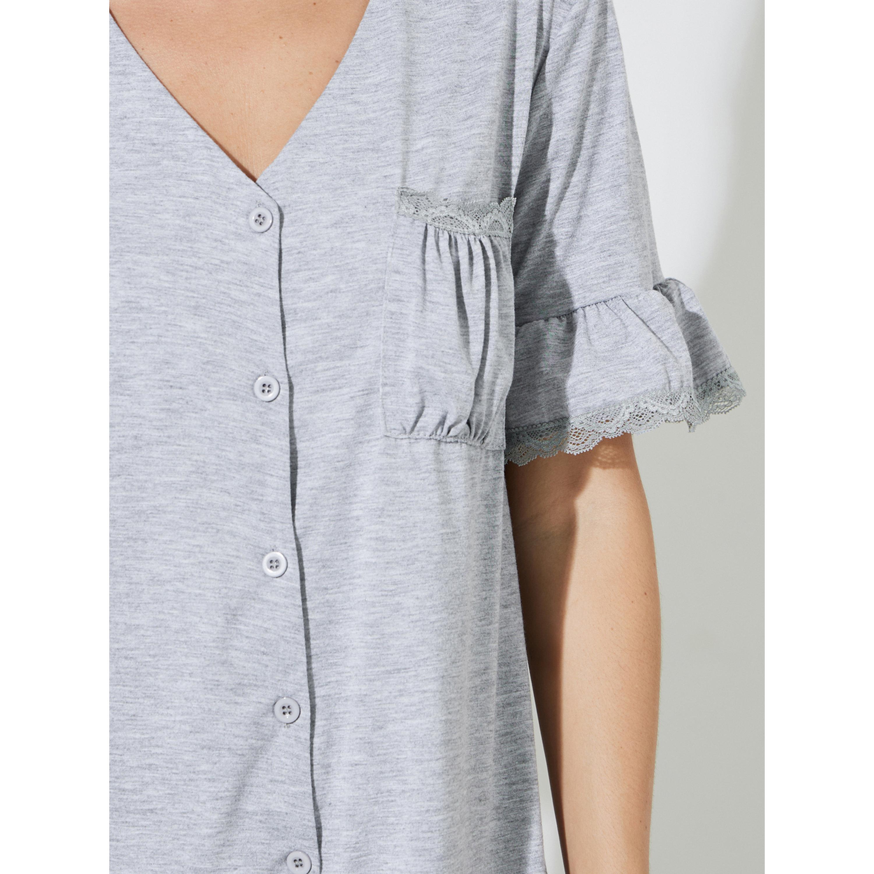 Styli Grey V Neck Lace Insert Ruffle Hem Nightshirt-women-clothing-nightwear-nighties-image-4