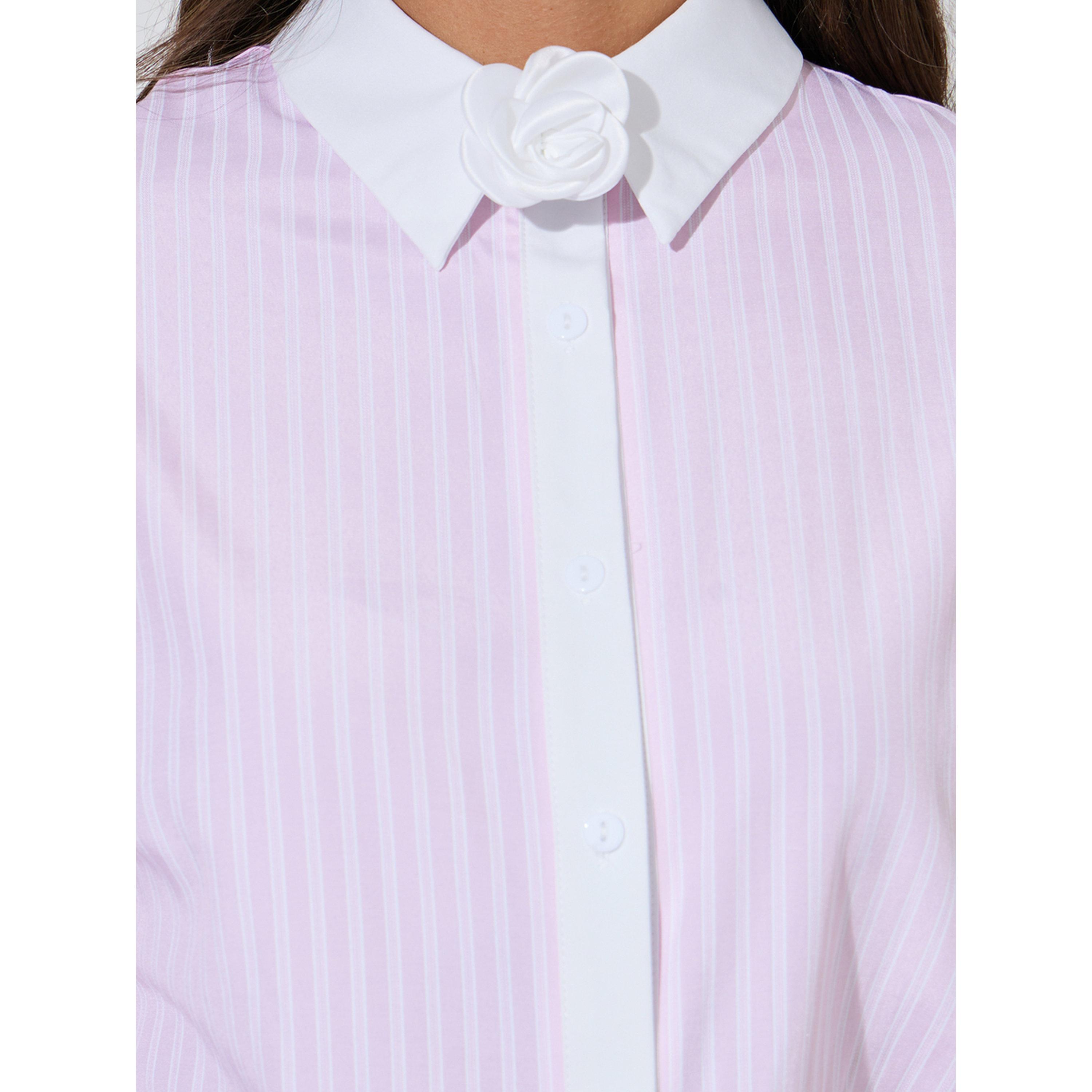 Styli Pink Striped Contrast Trims Long Sleeves Oversized Shirt-women-clothing-shirtsandblouses-shirts-image-5
