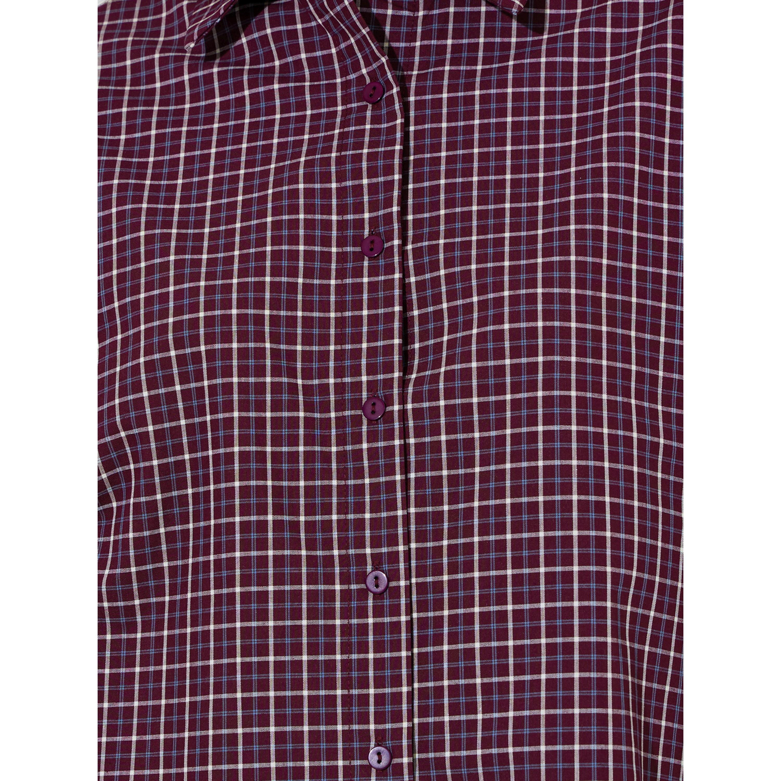 ستايلي - قميص طويل واسع بنقشة مربعات باللون العنابي-women-clothing-shirtsandblouses-shirts-image-6