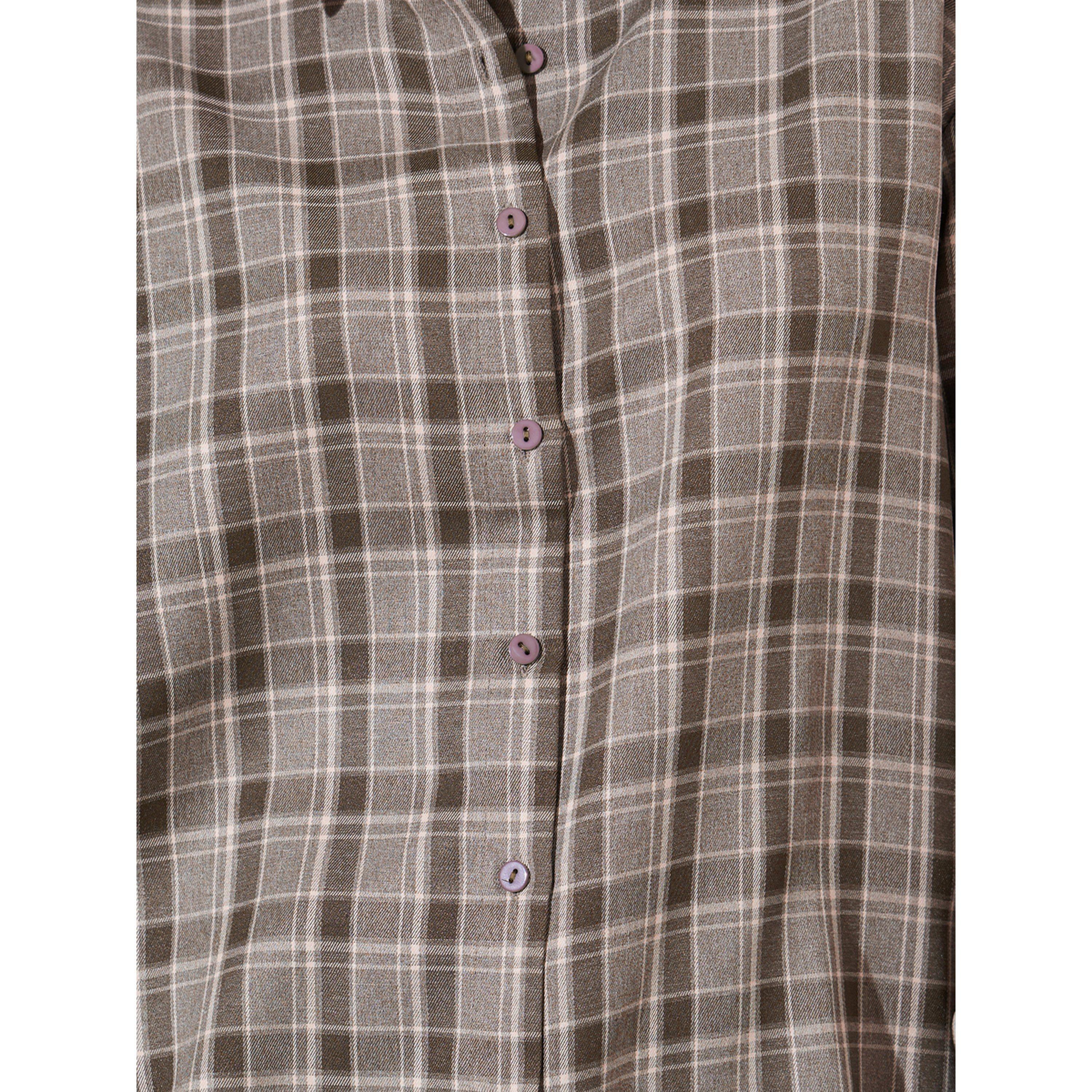 Styli Brown Checked Longline Oversized Shirt-women-clothing-shirtsandblouses-shirts-image-5