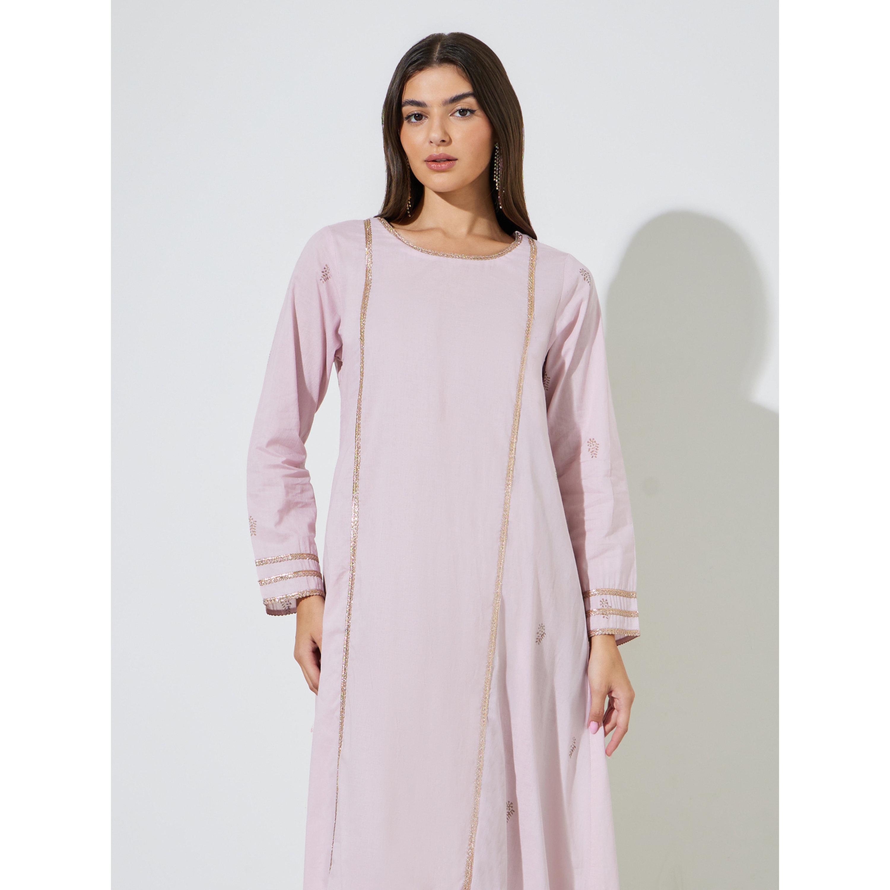جلابية طويلة بأكمام طويلة ومطرزة بلون وردي-women-arabicclothing-jalabiyas-image-2