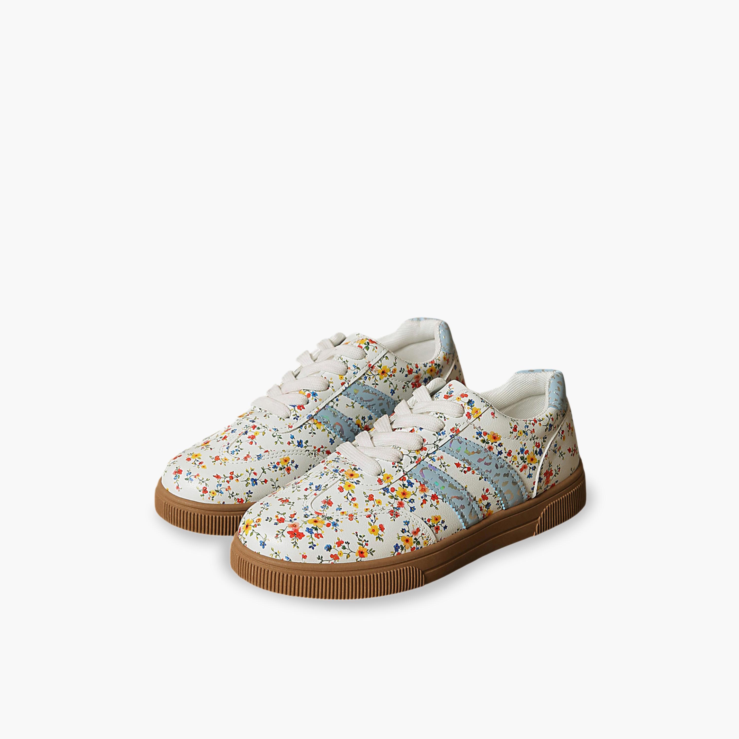 حذاء سنيكرز فلات برباط وطبعة زهور للنساء-women-shoes-sneakers-image-1