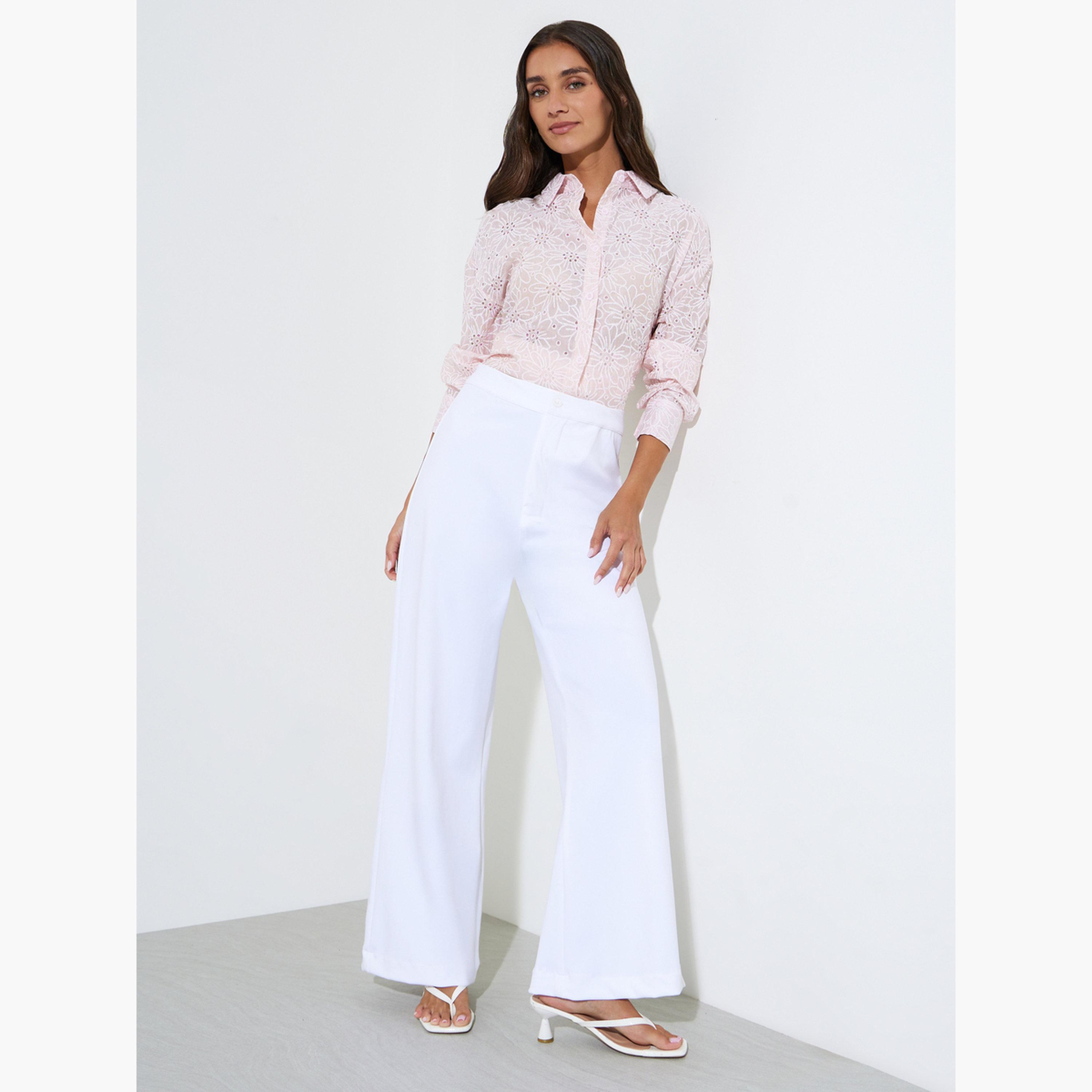Styli Pink Floral Embroidery Longline Oversized Shirt-women-clothing-shirtsandblouses-shirts-image-2