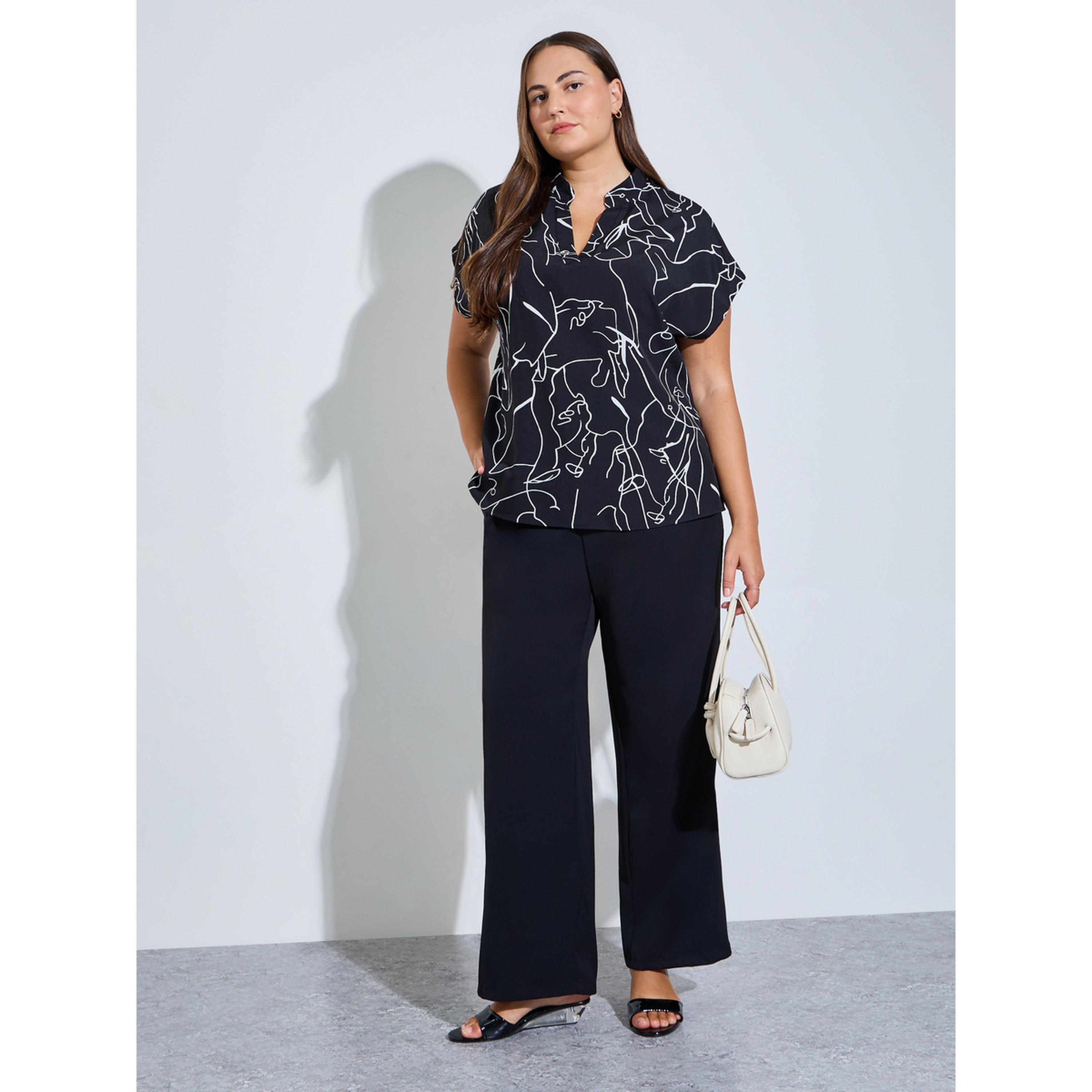 Take Two Plus Size Abstract Print Collared Kaftan Top-women-clothing-plussize-shirtsandblouses-blouses-image-2