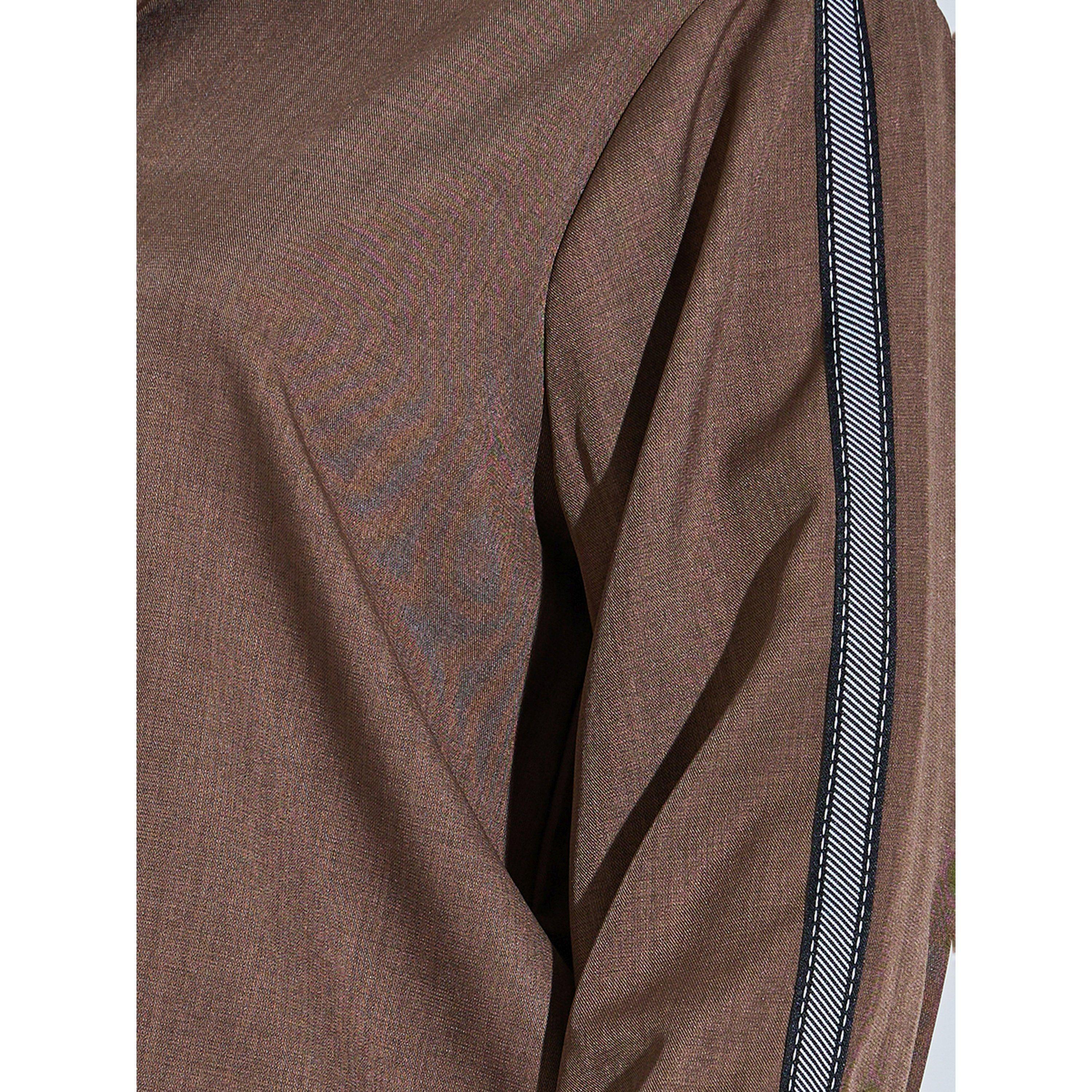 Styli Plus Size Brown Long Sleeves Relaxed Fit Shirt with Side Stripe-women-clothing-shirtsandblouses-shirts-image-5