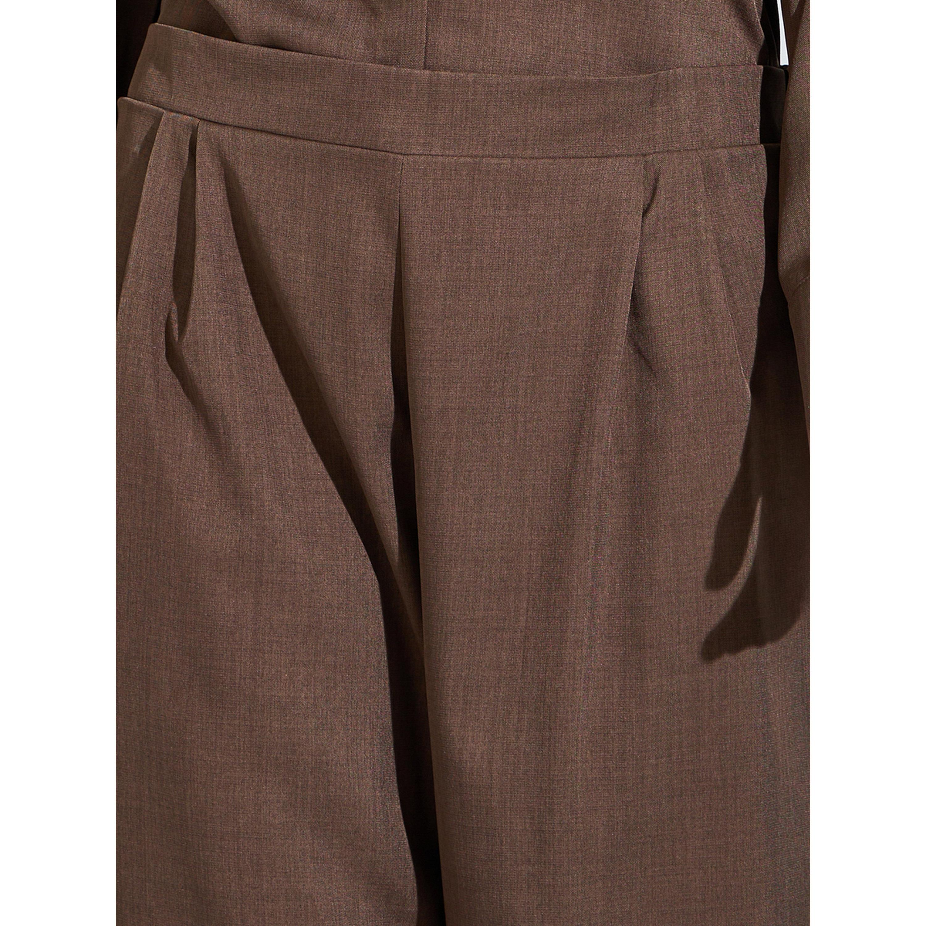Styli Plus Size Brown Wide Leg Trousers with Side Stripe Detail-women-clothing-plussize-joggers-image-3