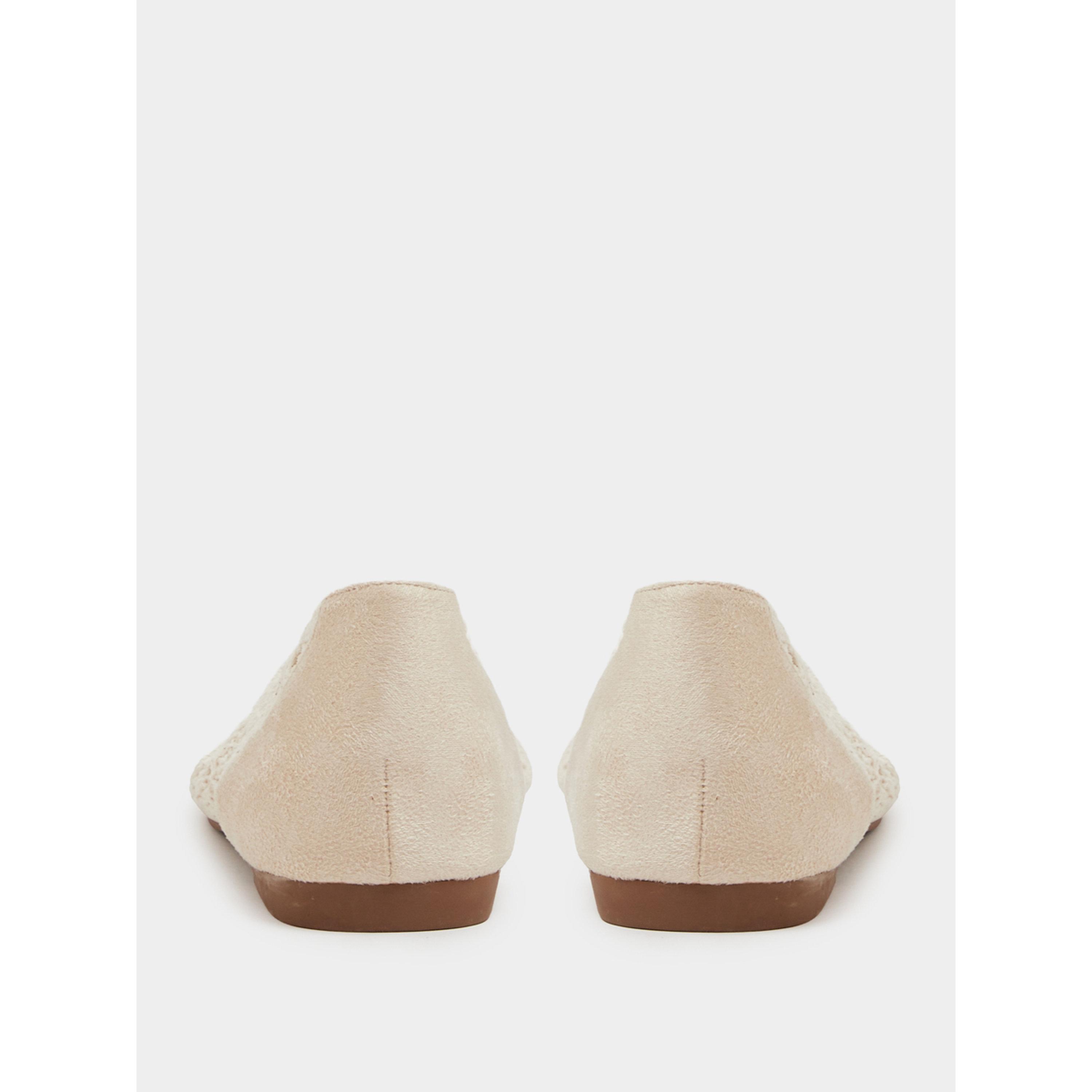 Styli Beige Crochet Pointed Toe Ballerina Flats-women-shoes-flats-ballerinas-image-5