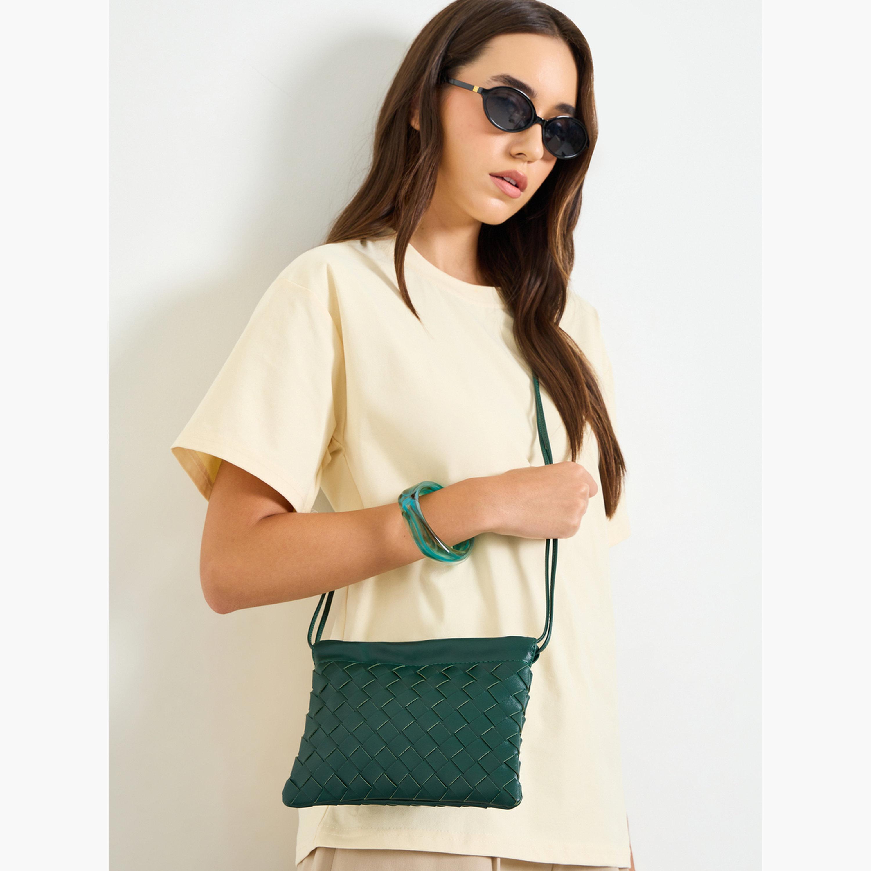 Styli Green Woven Drawstring Bag-women-bagsandwallets-handbags-image-2