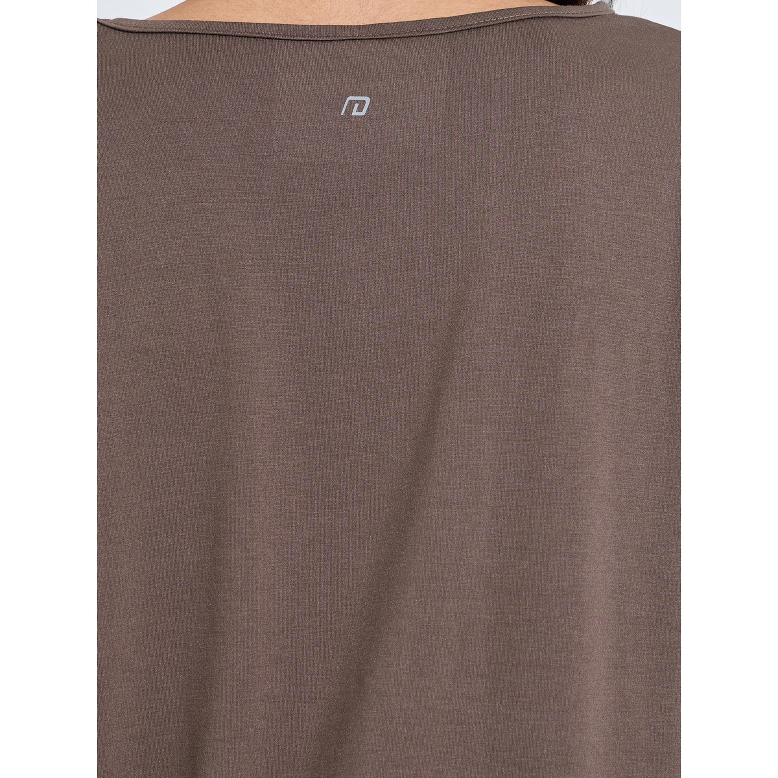 Styli Brown Solid Long Sleeve Activewear Top with Side Slit-sports-women-clothing-tshirtsandvests-image-4