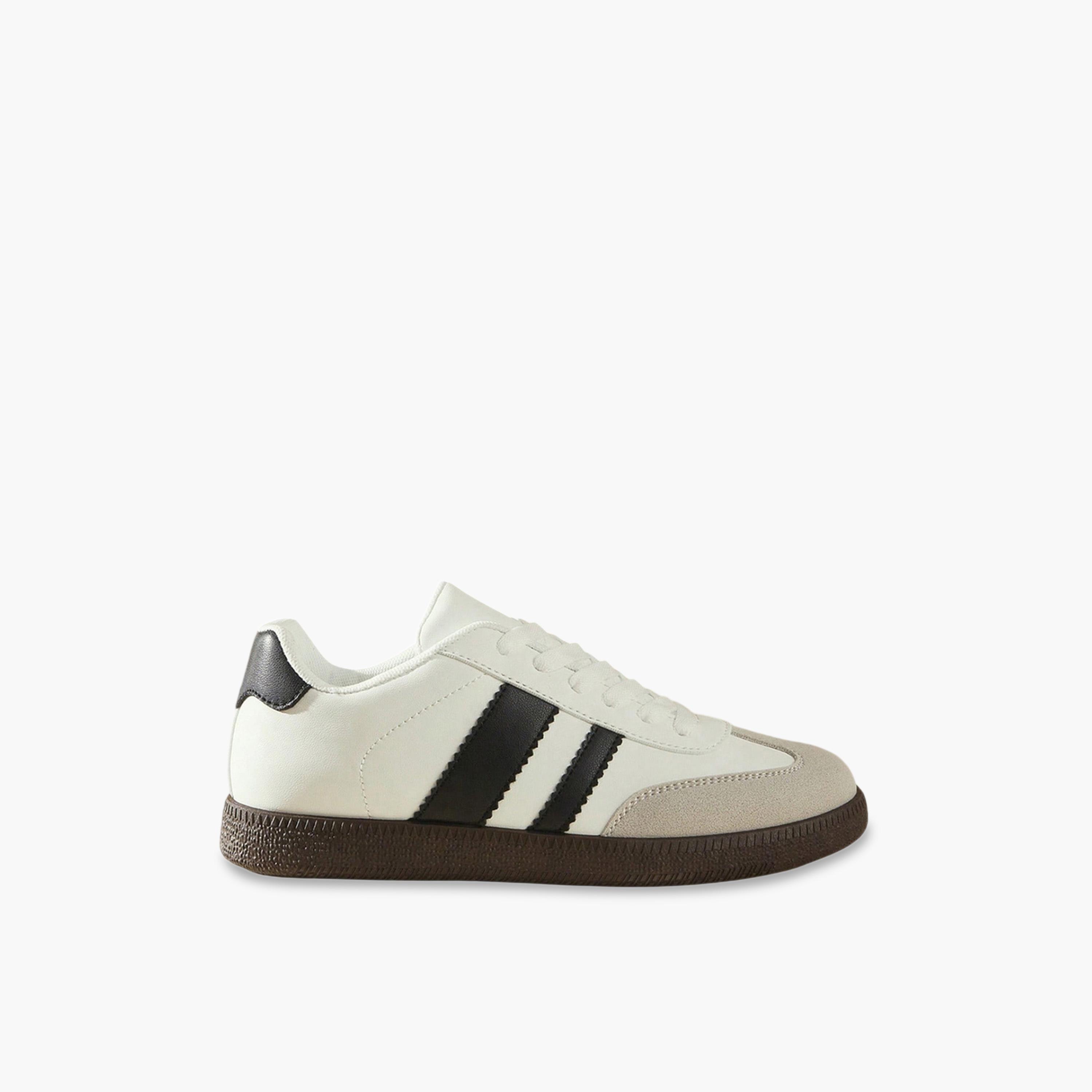Take Two Womens White PU Sports Sneakers with Stripes - Casual and Versatile-women-shoes-sneakers-image-1