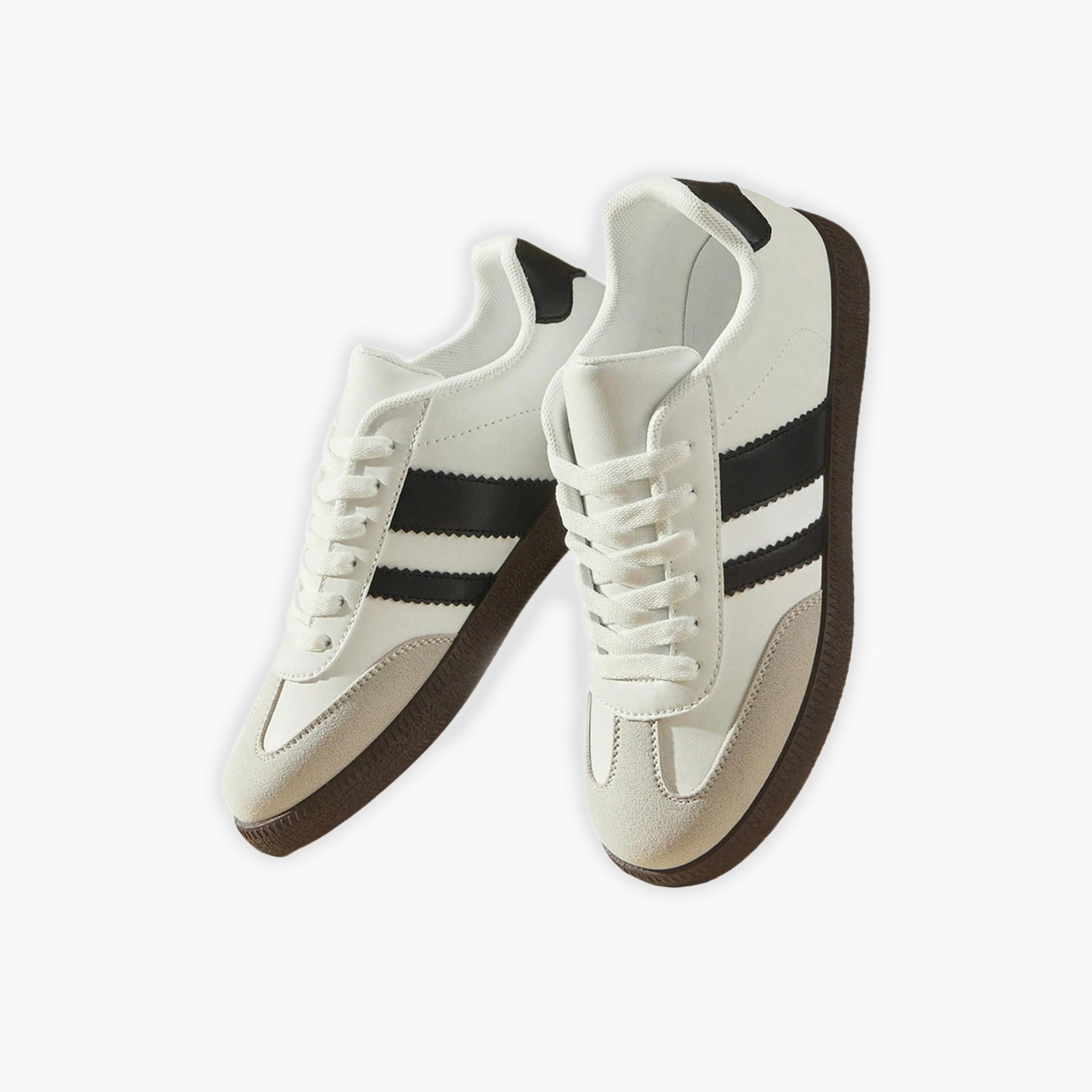 Take Two Womens White PU Sports Sneakers with Stripes - Casual and Versatile-women-shoes-sneakers-image-4