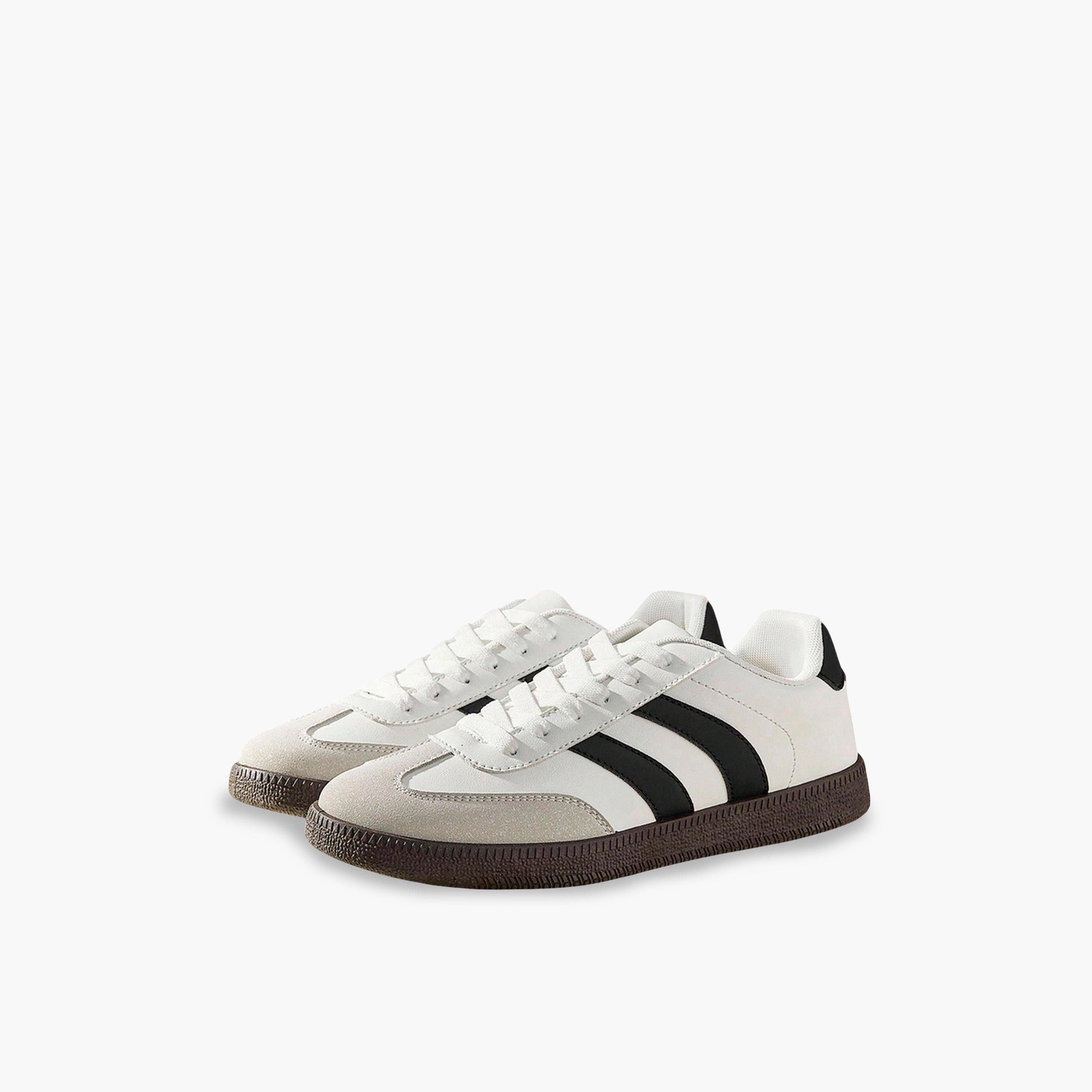 Take Two Womens Classic Multi-Stripe PU Leather Sneakers for Sports and Casual Wear-women-shoes-sneakers-image-1
