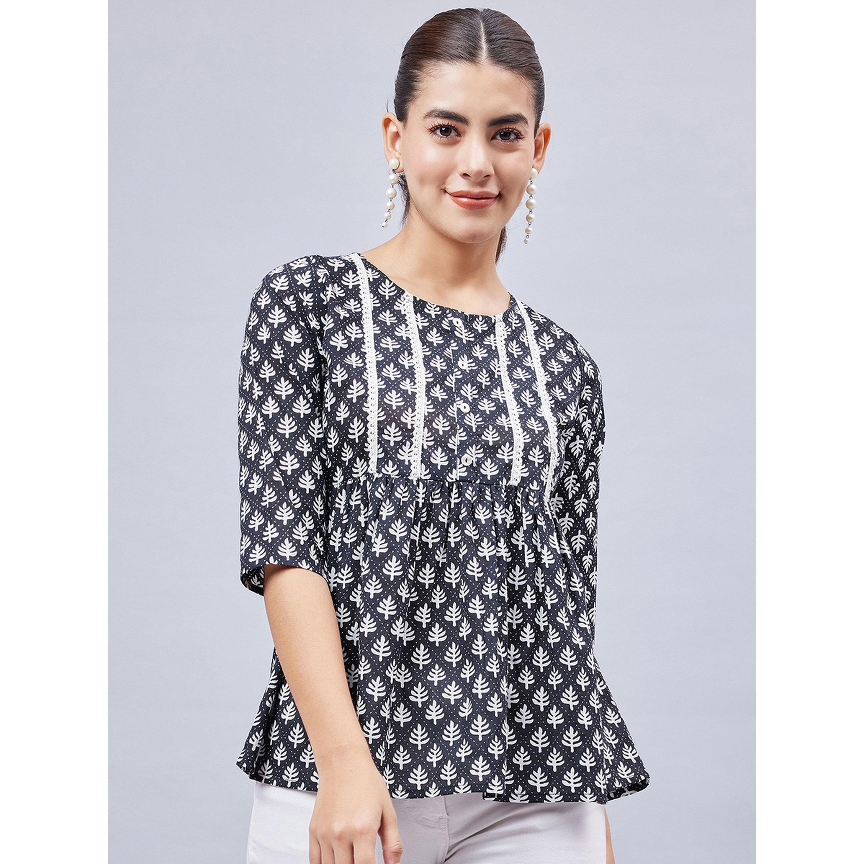 WineRed X Styli Black Cotton Lace Detail Tunic Top-women-clothing-shirtsandblouses-blouses-image-1