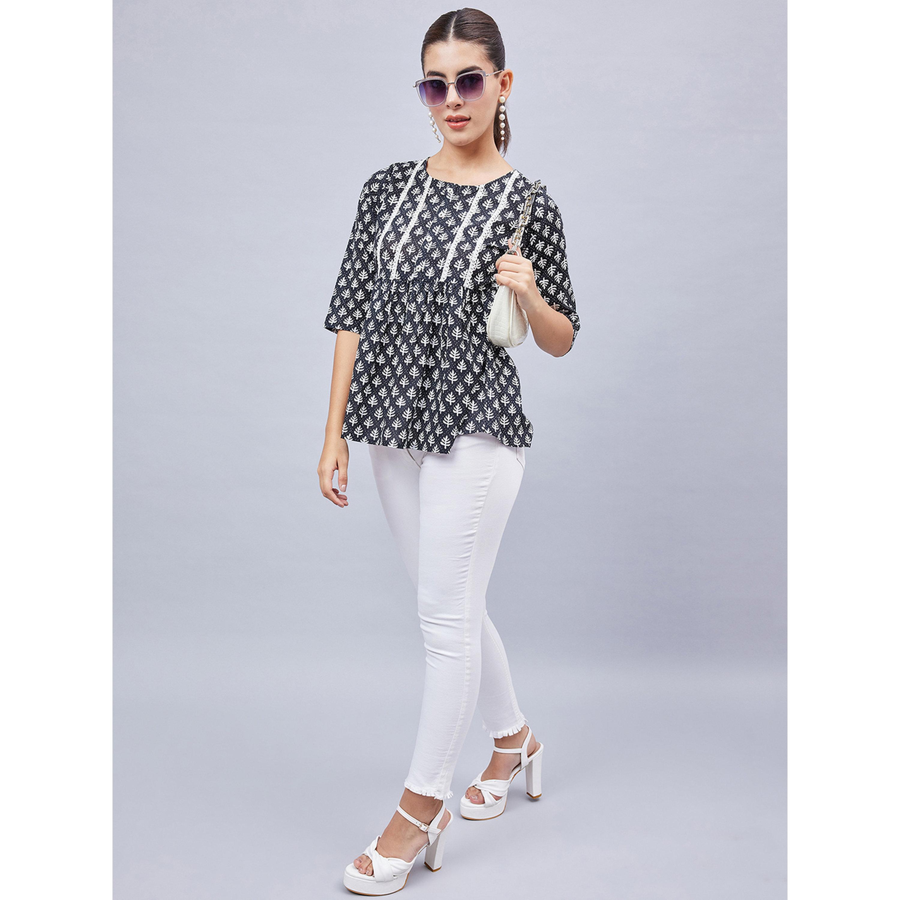 WineRed X Styli Black Cotton Lace Detail Tunic Top-women-clothing-shirtsandblouses-blouses-image-2