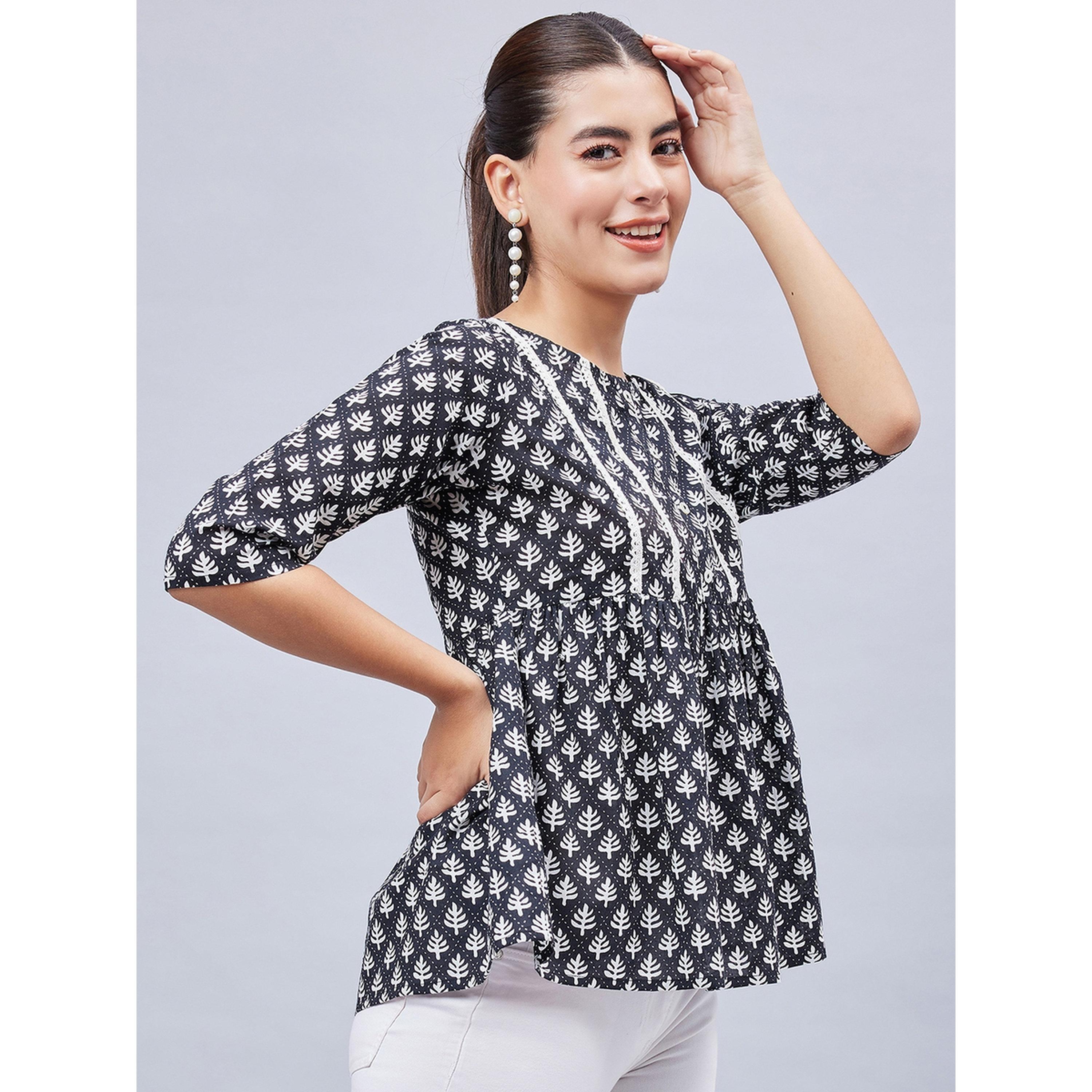 WineRed X Styli Black Cotton Lace Detail Tunic Top-women-clothing-shirtsandblouses-blouses-image-4