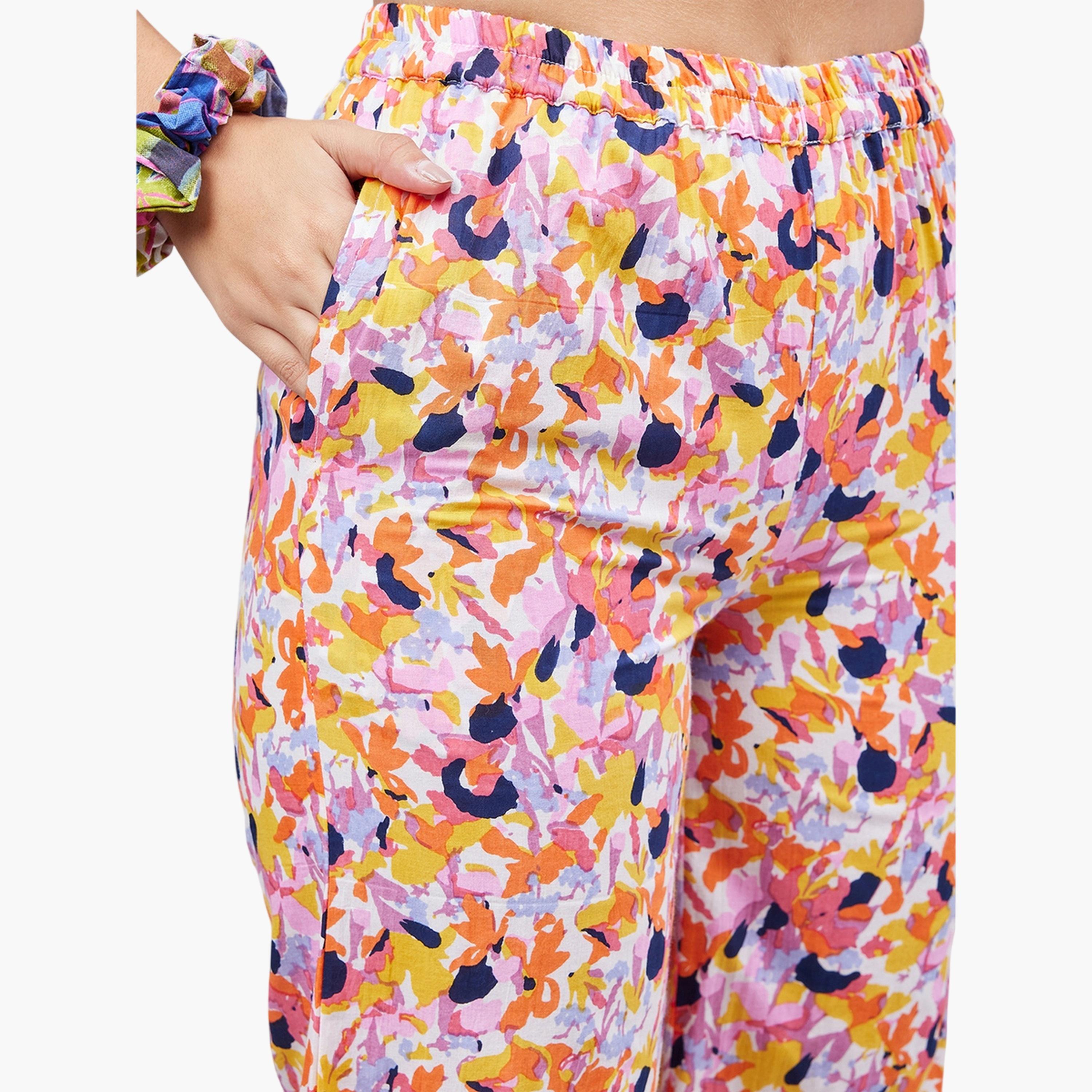 WineRed X Styli All Over Print Longline Tunic and Pants Co-ord Set-women-clothing-coordsets-image-5