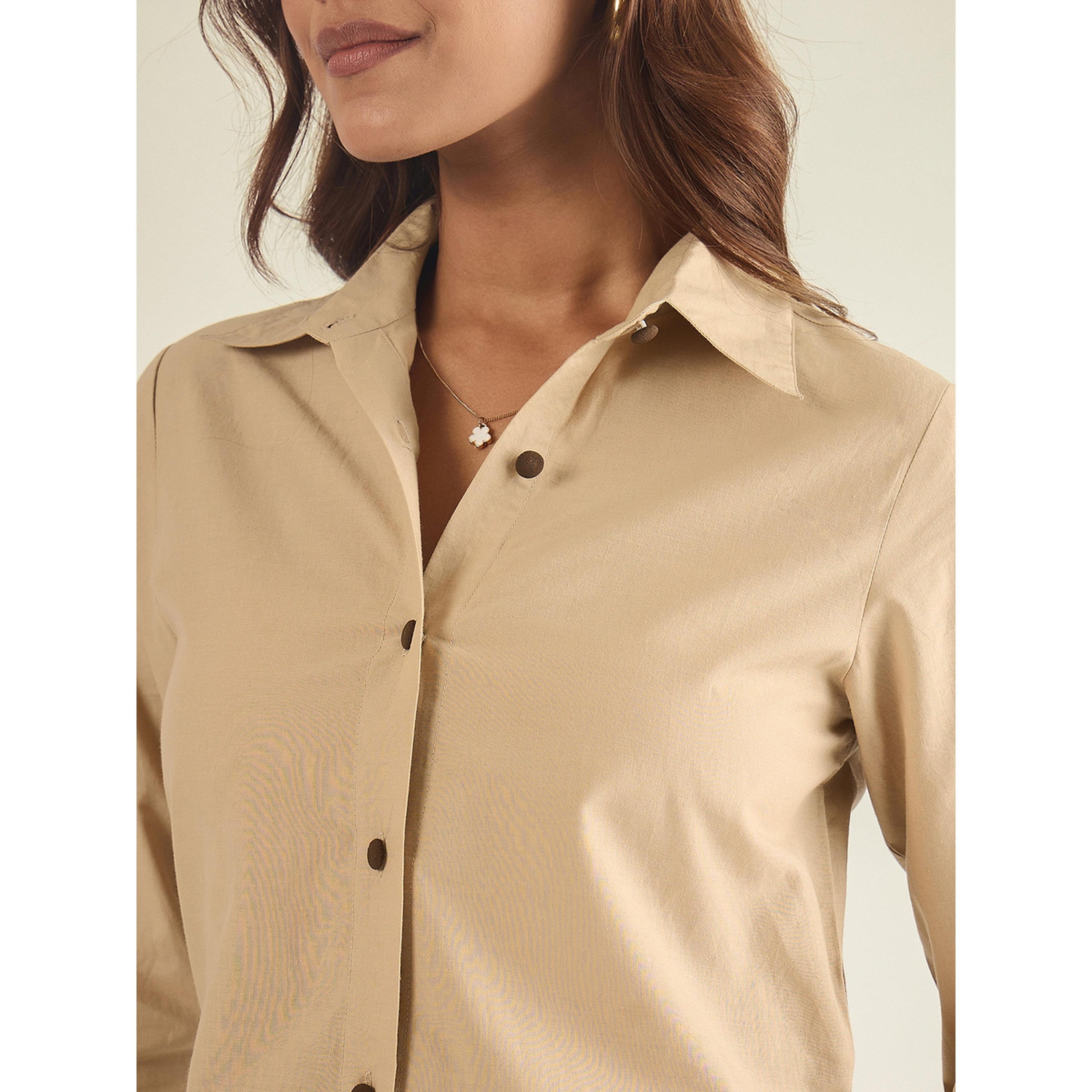 طقم منسق من بنطال وبلوزة طويلة مطرزة قطن-women-clothing-coordsets-image-4