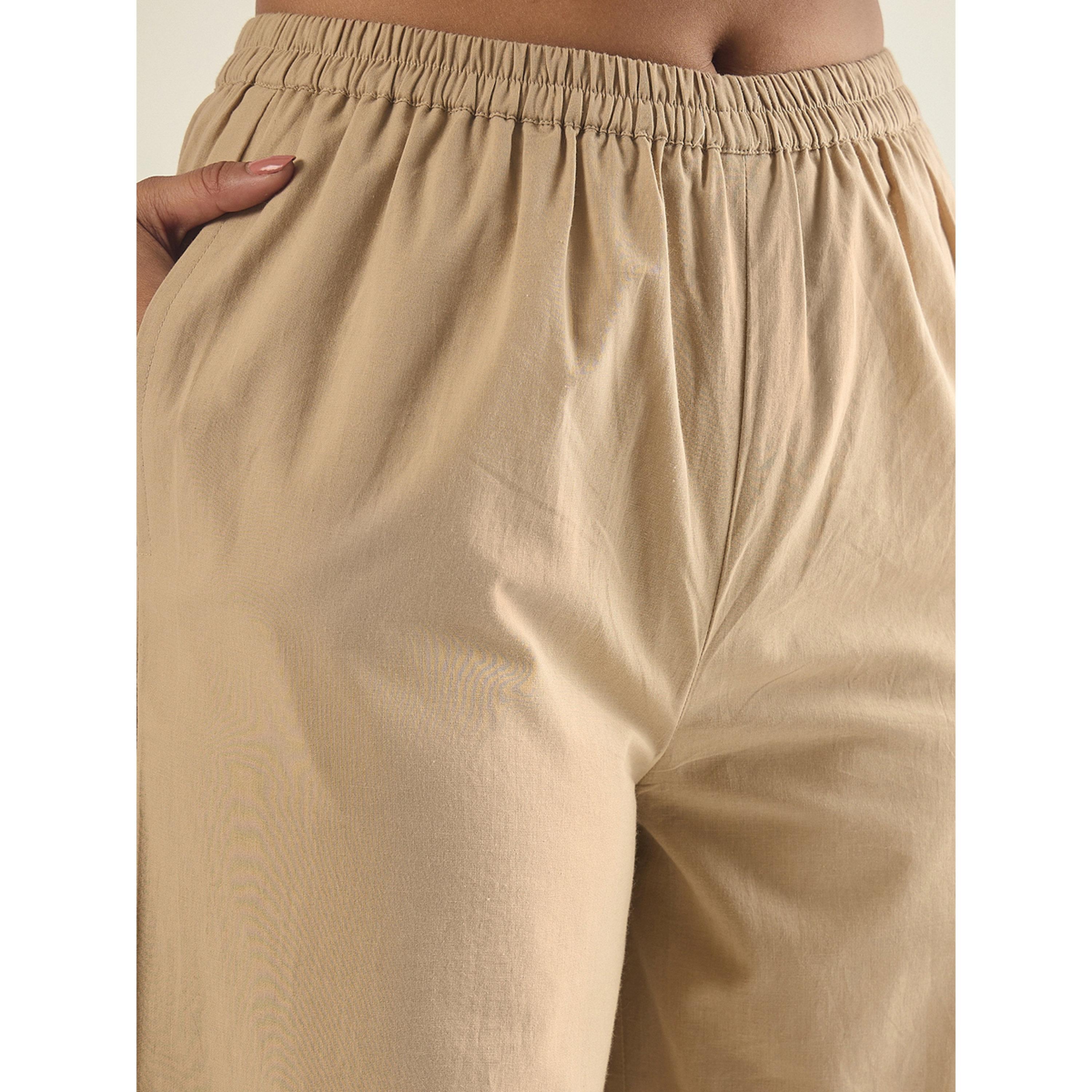طقم منسق من بنطال وبلوزة طويلة مطرزة قطن-women-clothing-coordsets-image-5