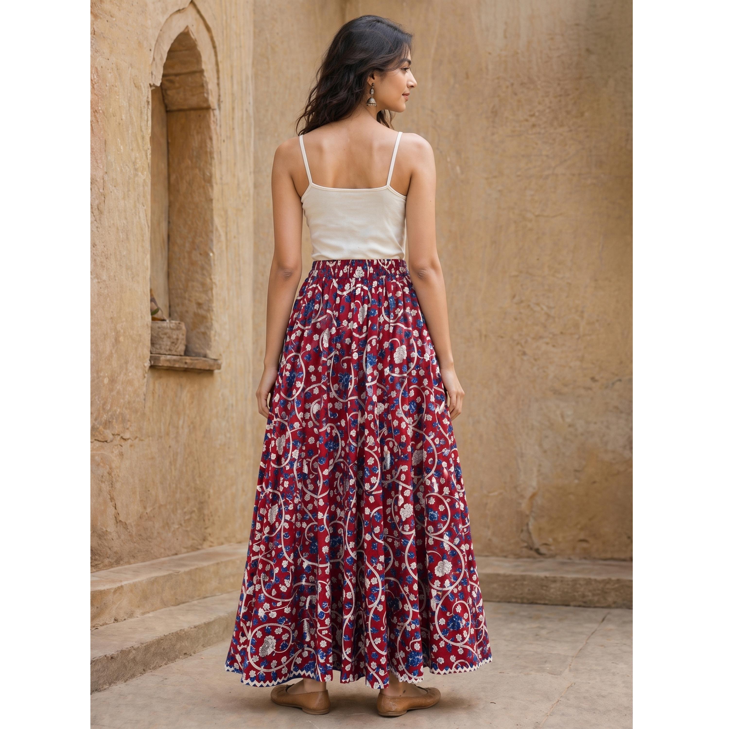 تنورة طويلة واسعة بطبعة زهور-women-clothing-skirts-image-4