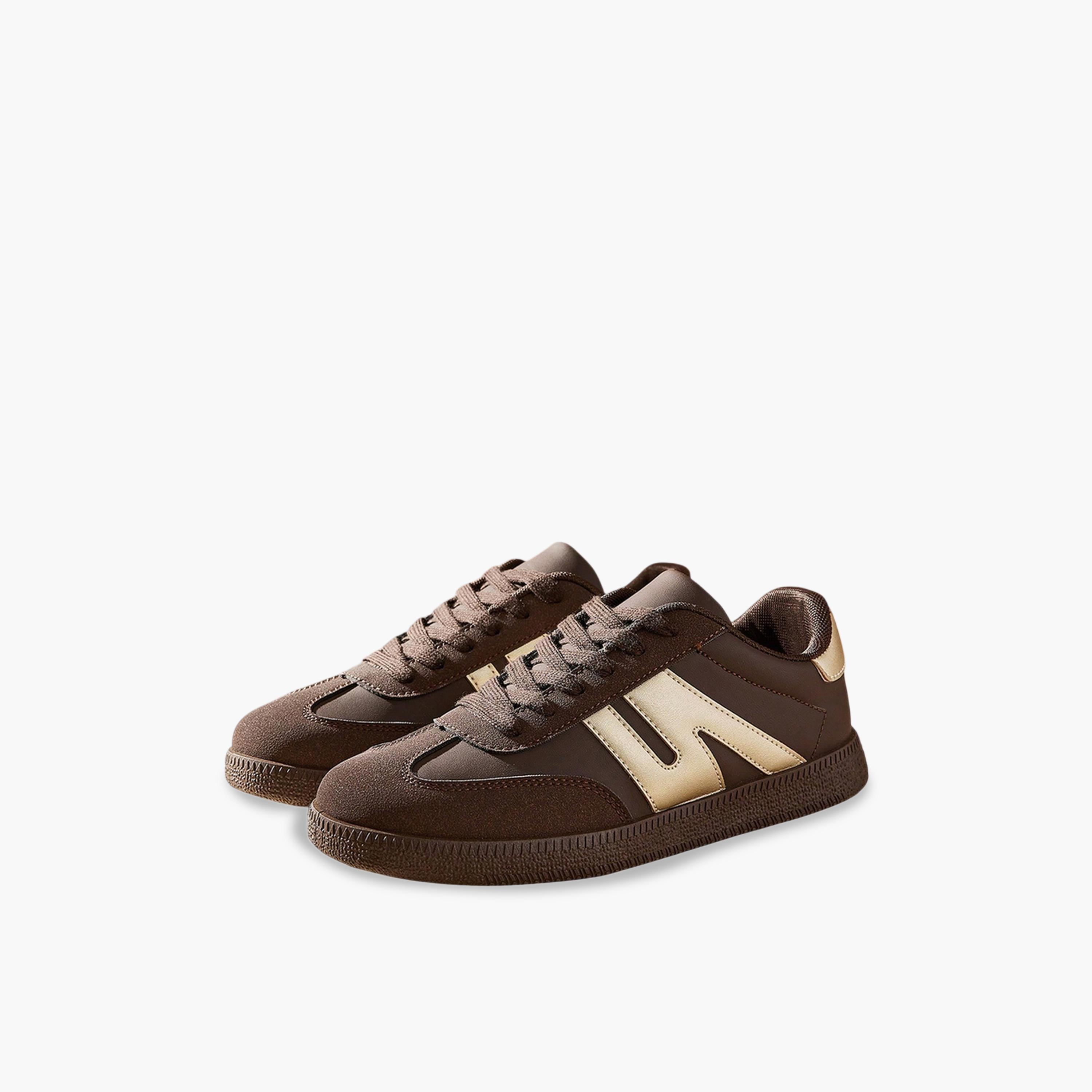 Take Two Coffee Brown PU Leather Womens Sports Sneakers - Versatile and Stylish-women-shoes-sneakers-image-1