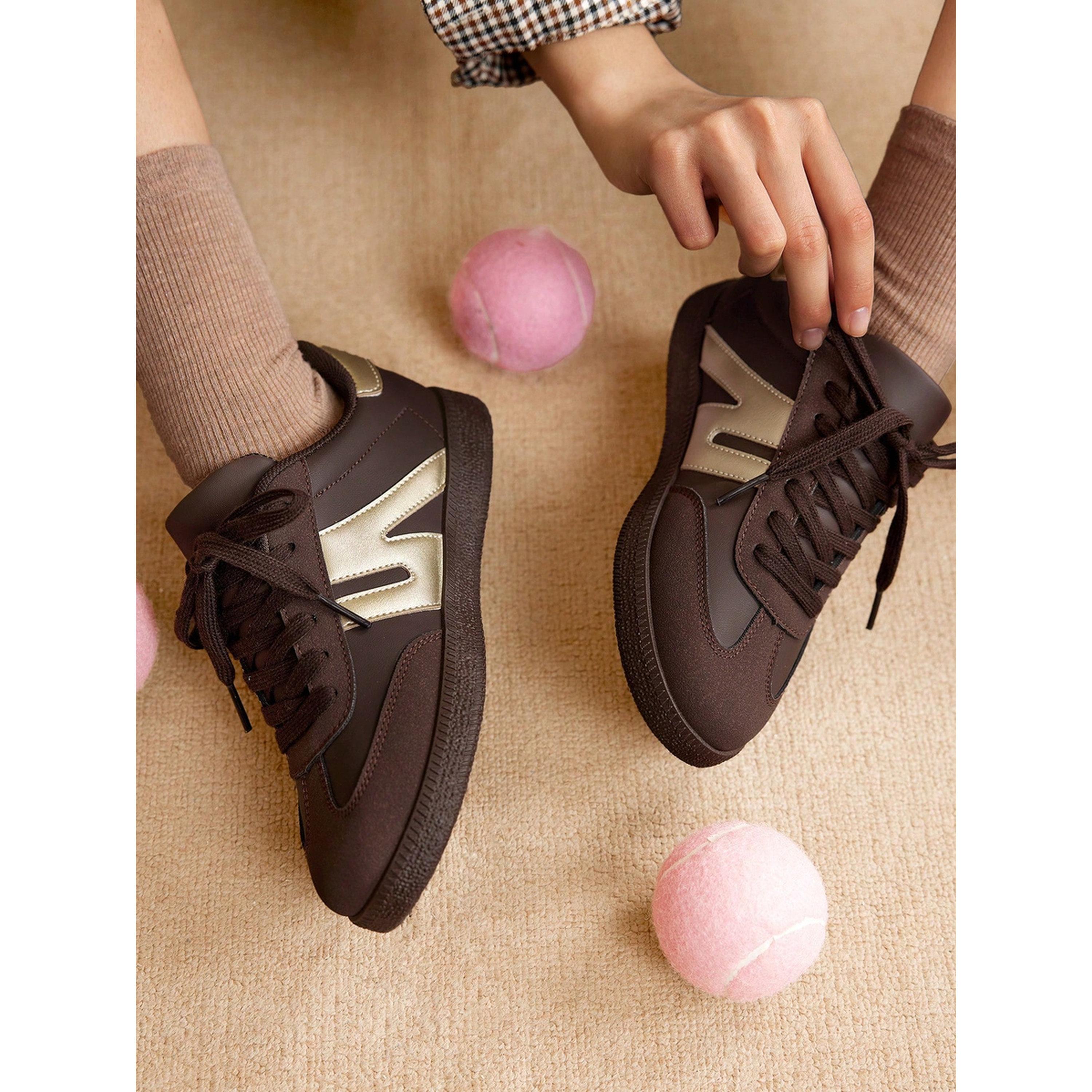 Take Two Coffee Brown PU Leather Womens Sports Sneakers - Versatile and Stylish-women-shoes-sneakers-image-4