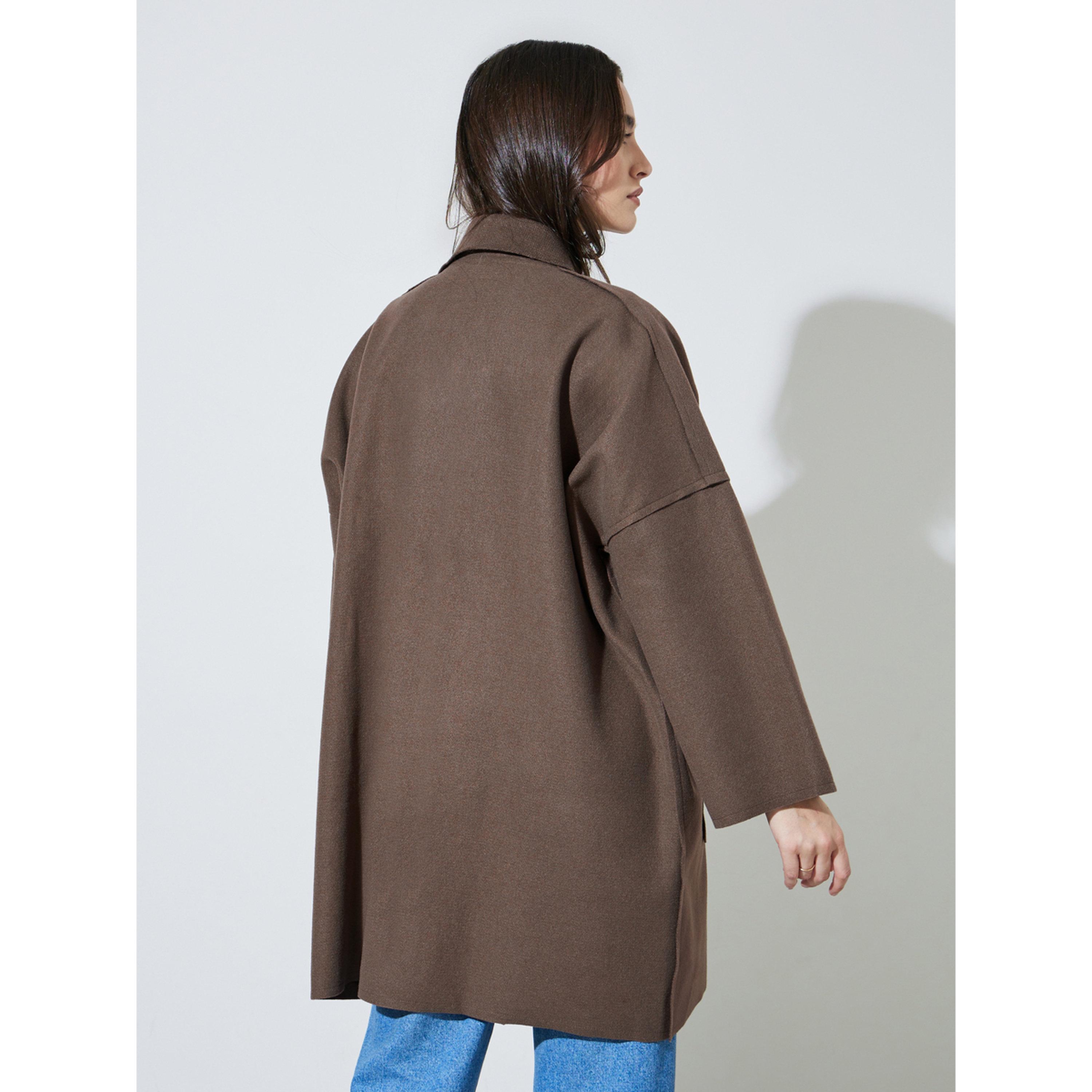 Styli Brown Notch Lapel Button-Up Coat-women-winterwear-coatsandjackets-coats-image-5