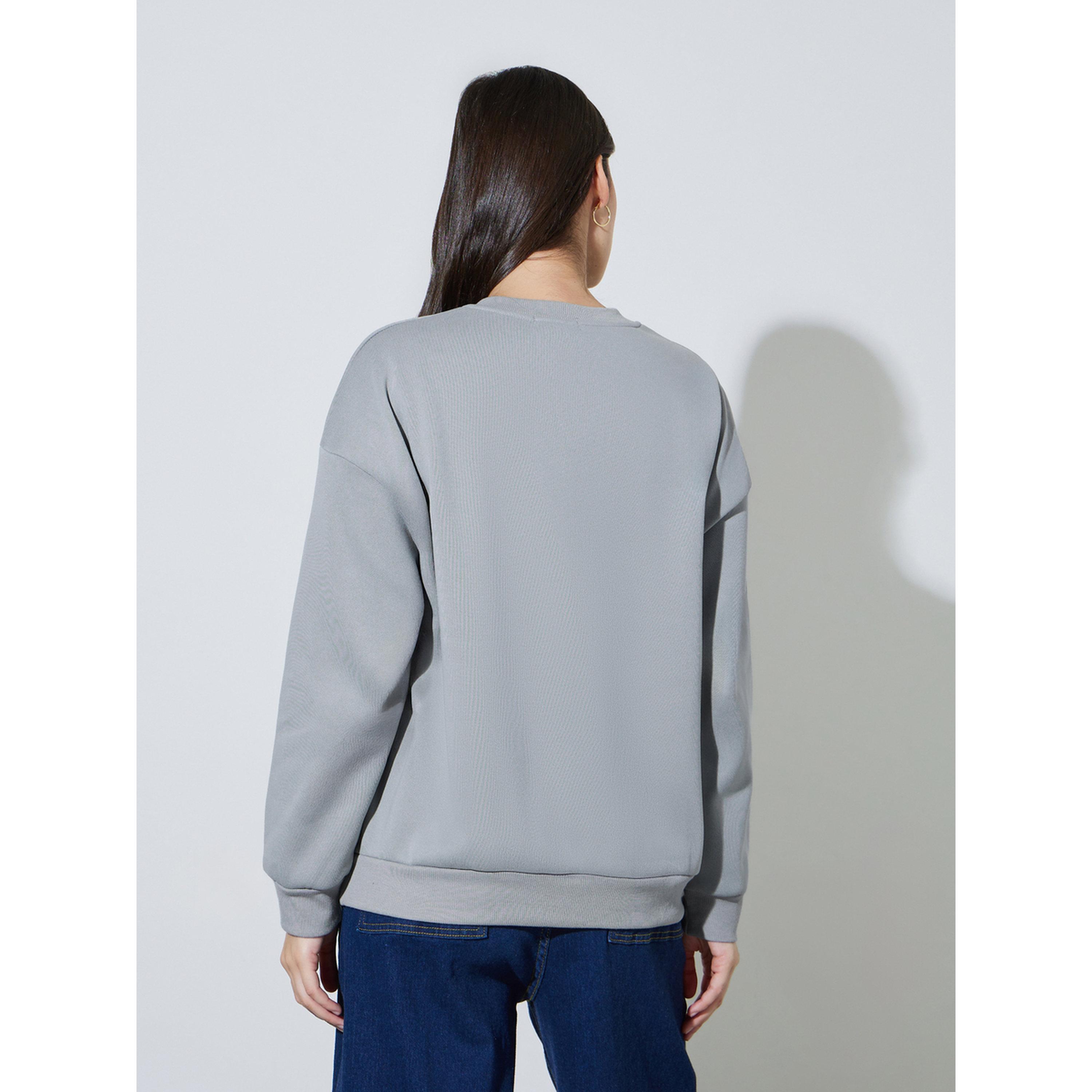 Styli Grey Solid Long Sleeves Oversized Sweatshirt-women-clothing-hoodiesandsweatshirts-sweatshirts-image-4
