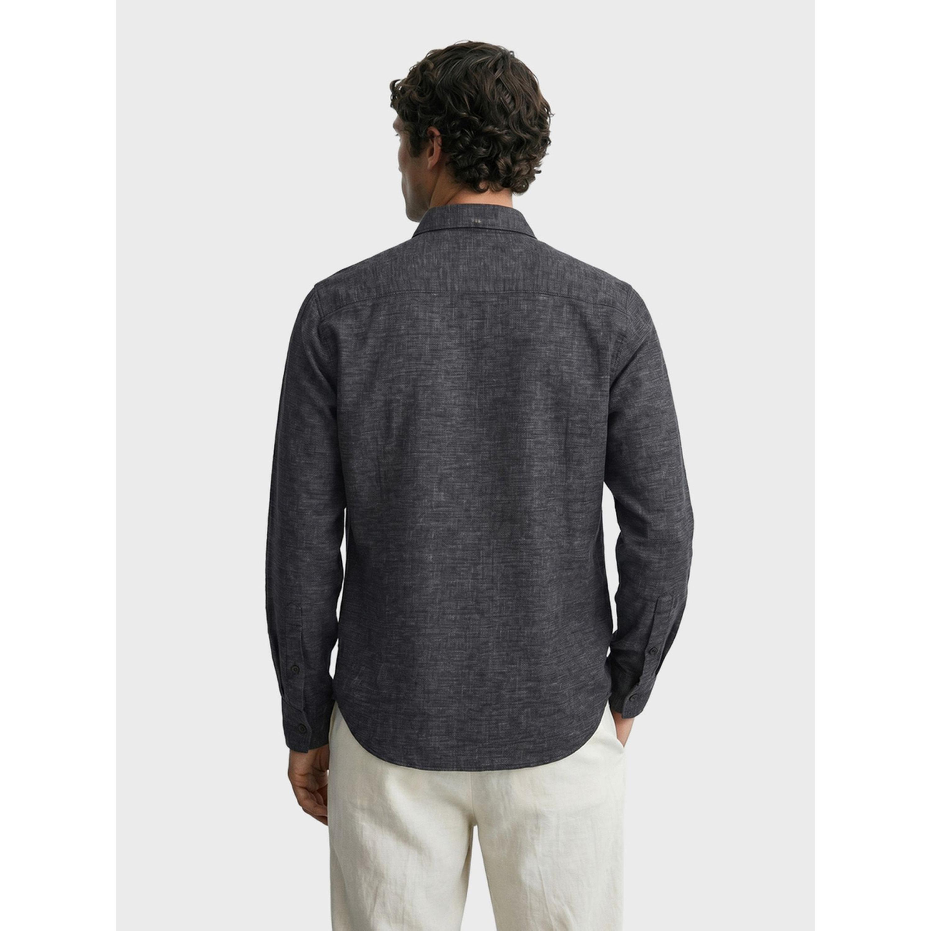 قميص كاجوال سادة بقصة ضيقة وياقة مقصوصة للرجال-men-clothing-shirts-image-3