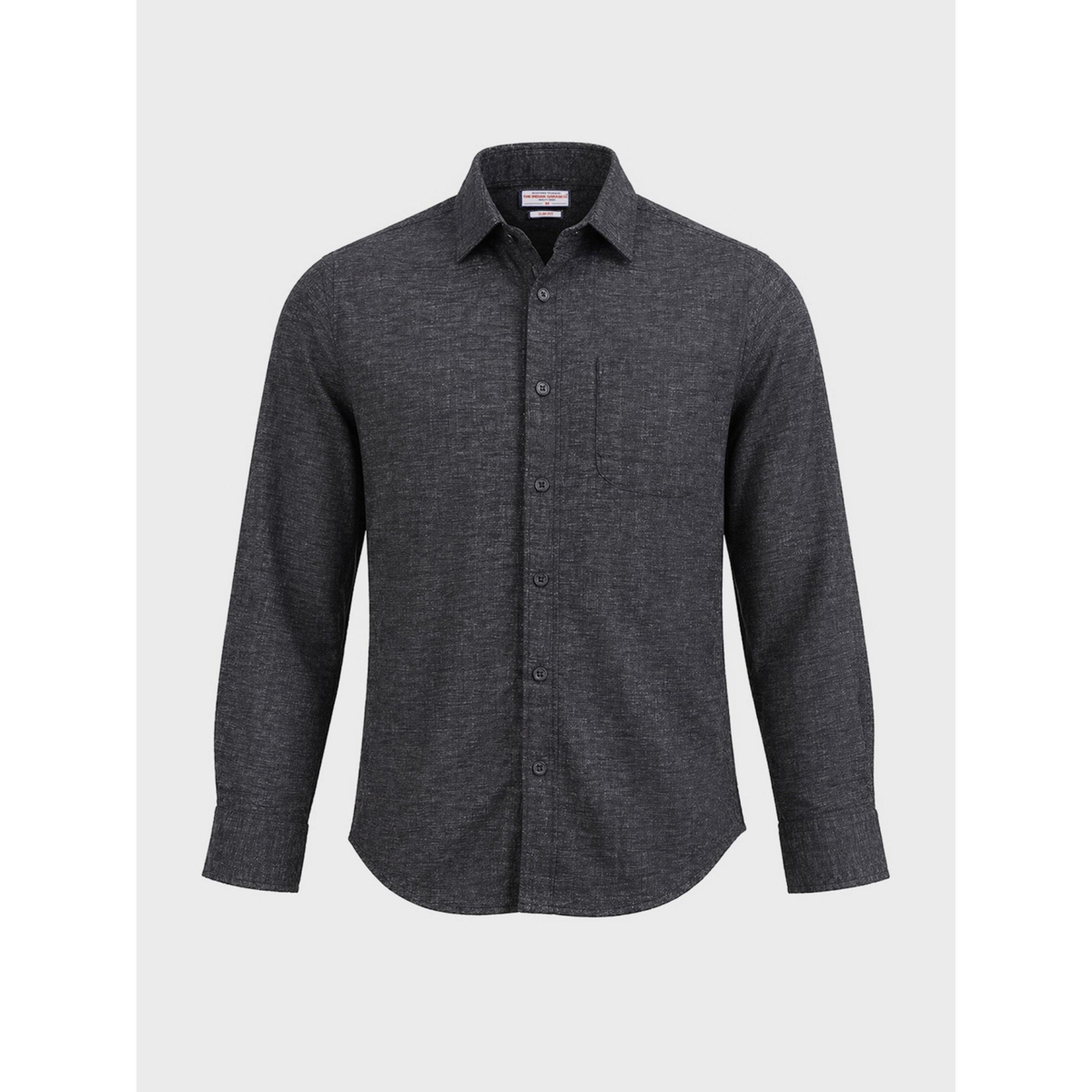 قميص كاجوال سادة بقصة ضيقة وياقة مقصوصة للرجال-men-clothing-shirts-image-4