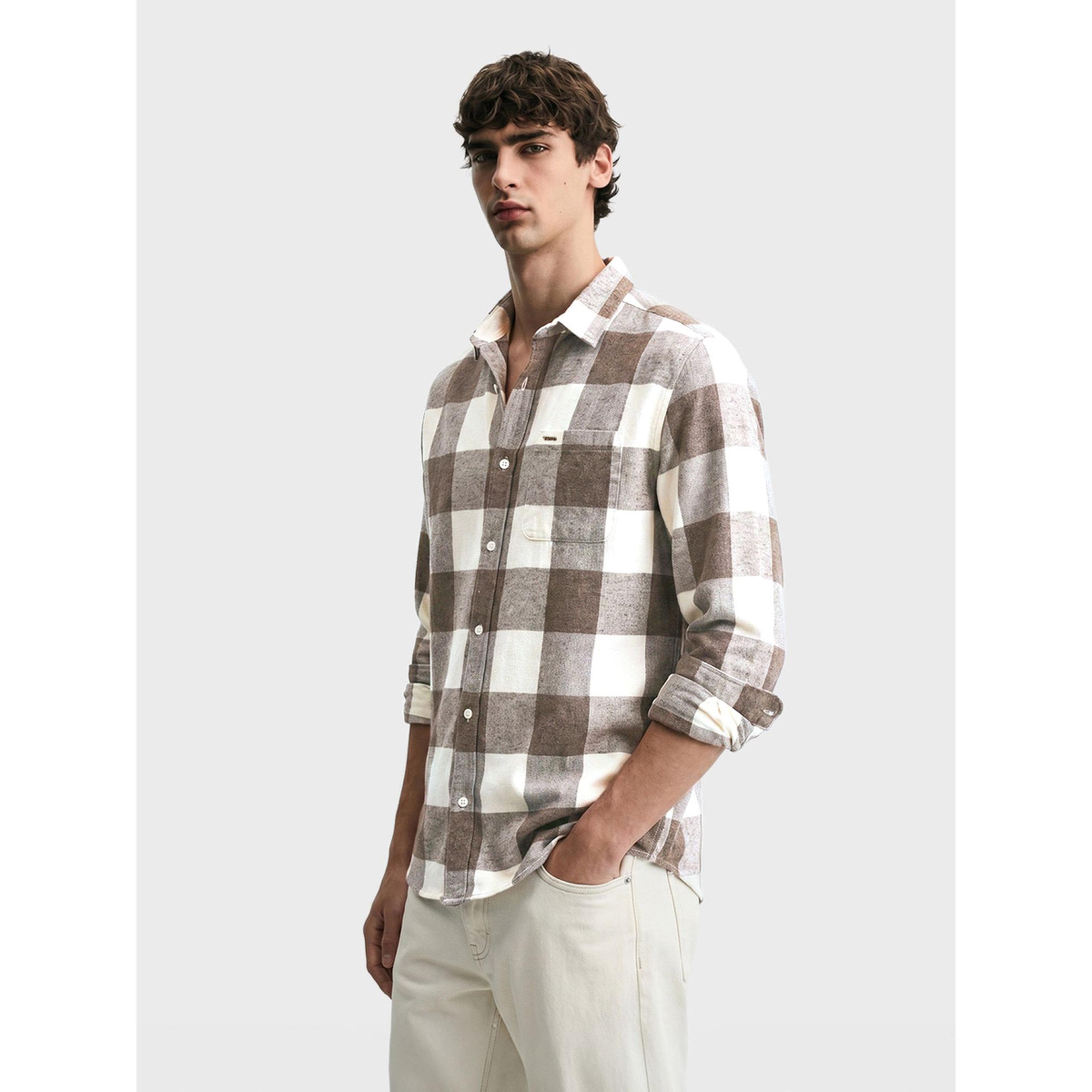 The Indian Garage Co X Styli Men Slim Fit Checked Cutaway Collar Casual Shirt-men-clothing-shirts-image-2