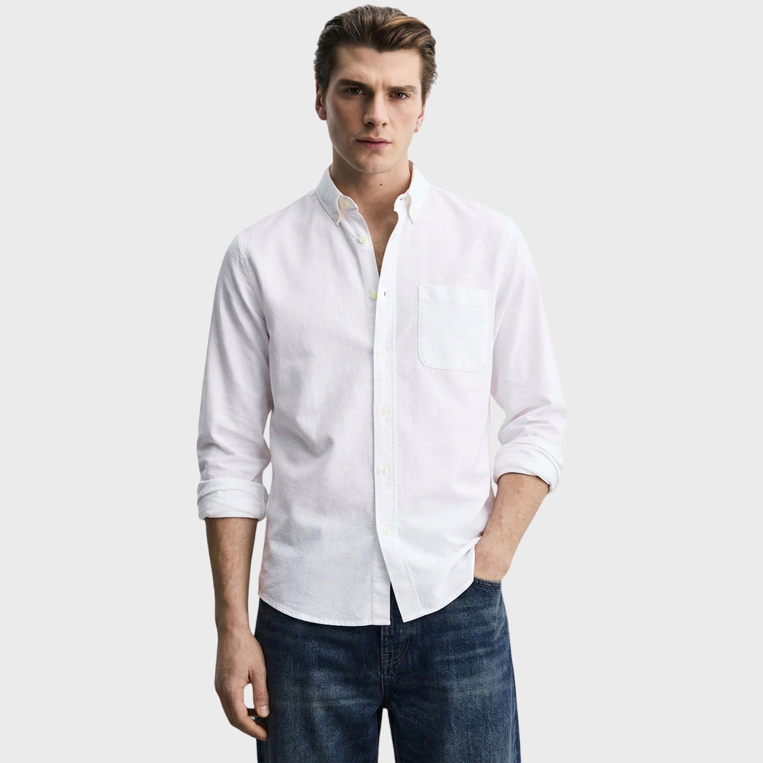 The Indian Garage Co X Styli Men Slim Fit Solid Button-Down Collar Casual Shirt-men-clothing-shirts-image-1