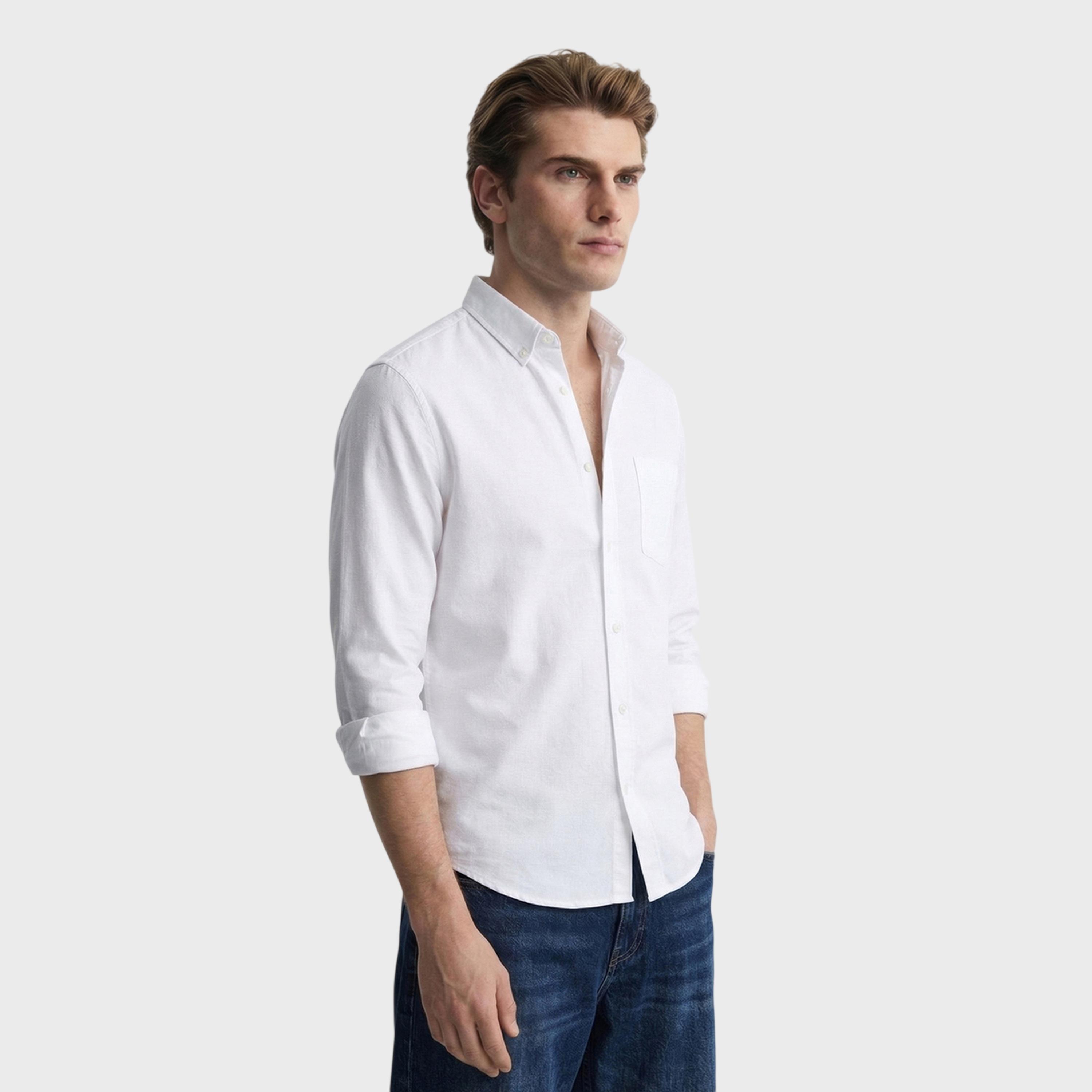 The Indian Garage Co X Styli Men Slim Fit Solid Button-Down Collar Casual Shirt-men-clothing-shirts-image-2