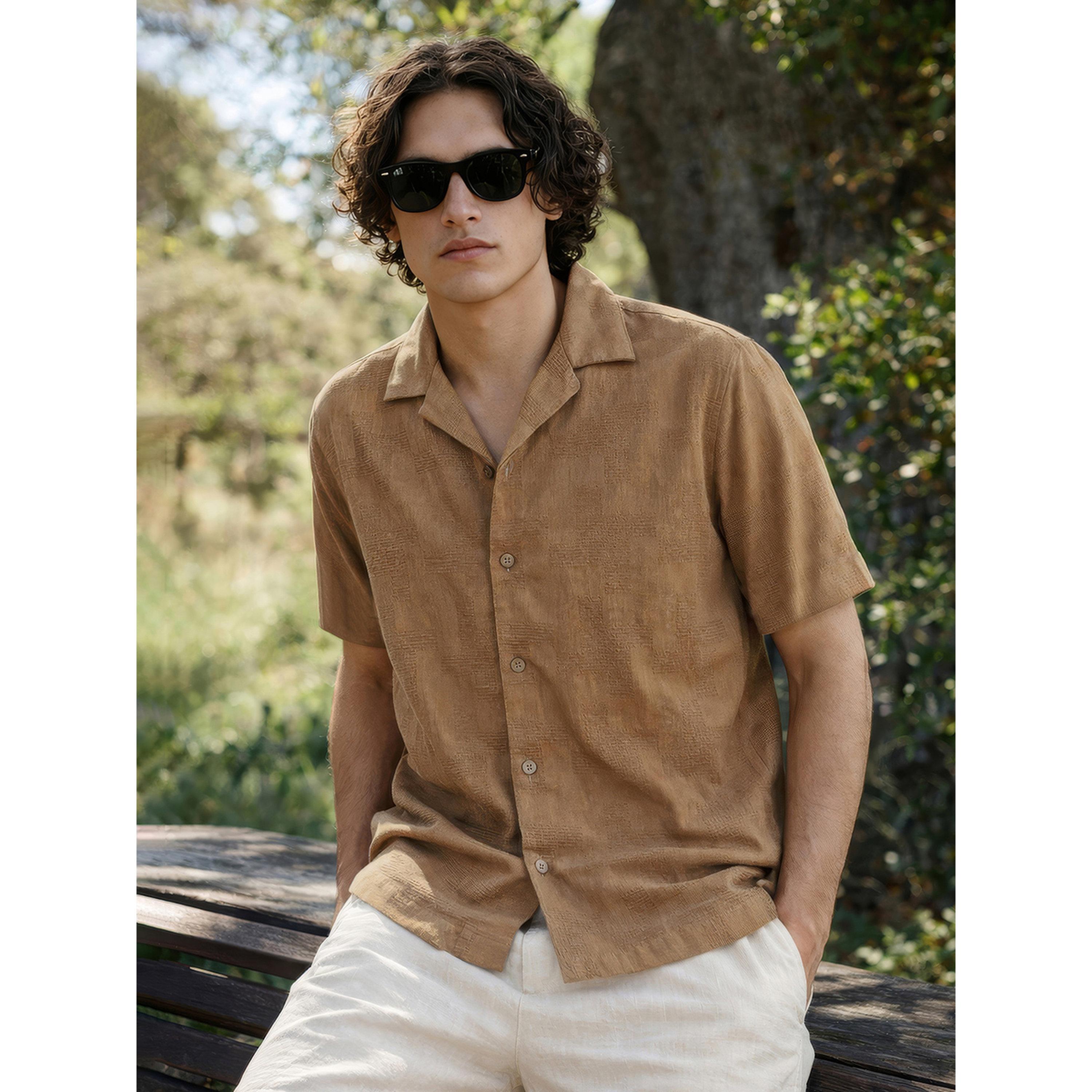 The Indian Garage Co X Styli Men Relaxed Fit Textured Cuban Collar Resortwear Shirt-men-clothing-shirts-image-4
