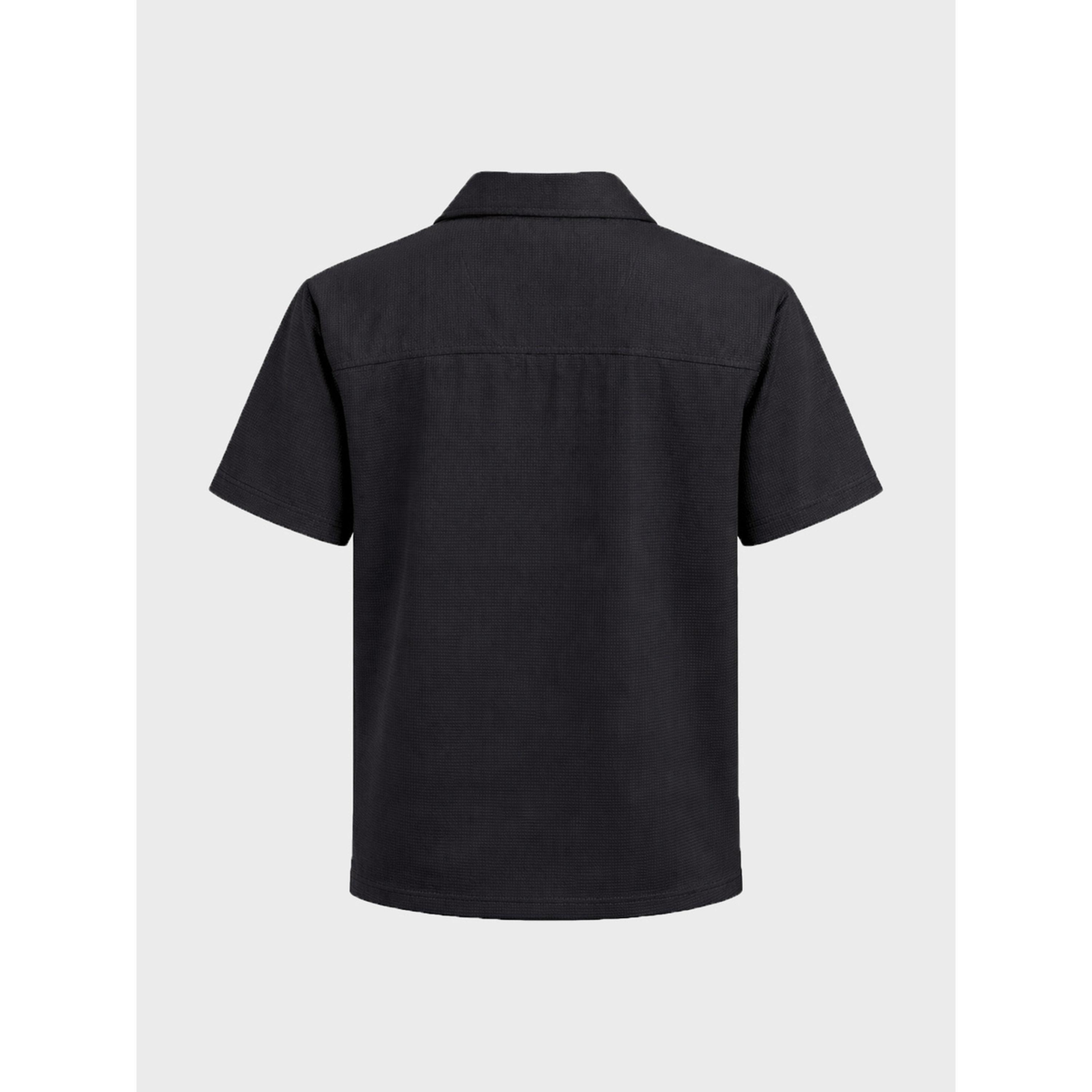 قميص كاجوال بياقة كوبان وقصة بوكسي وتفاصيل بارزة الملمس للرجال-men-clothing-shirts-image-5
