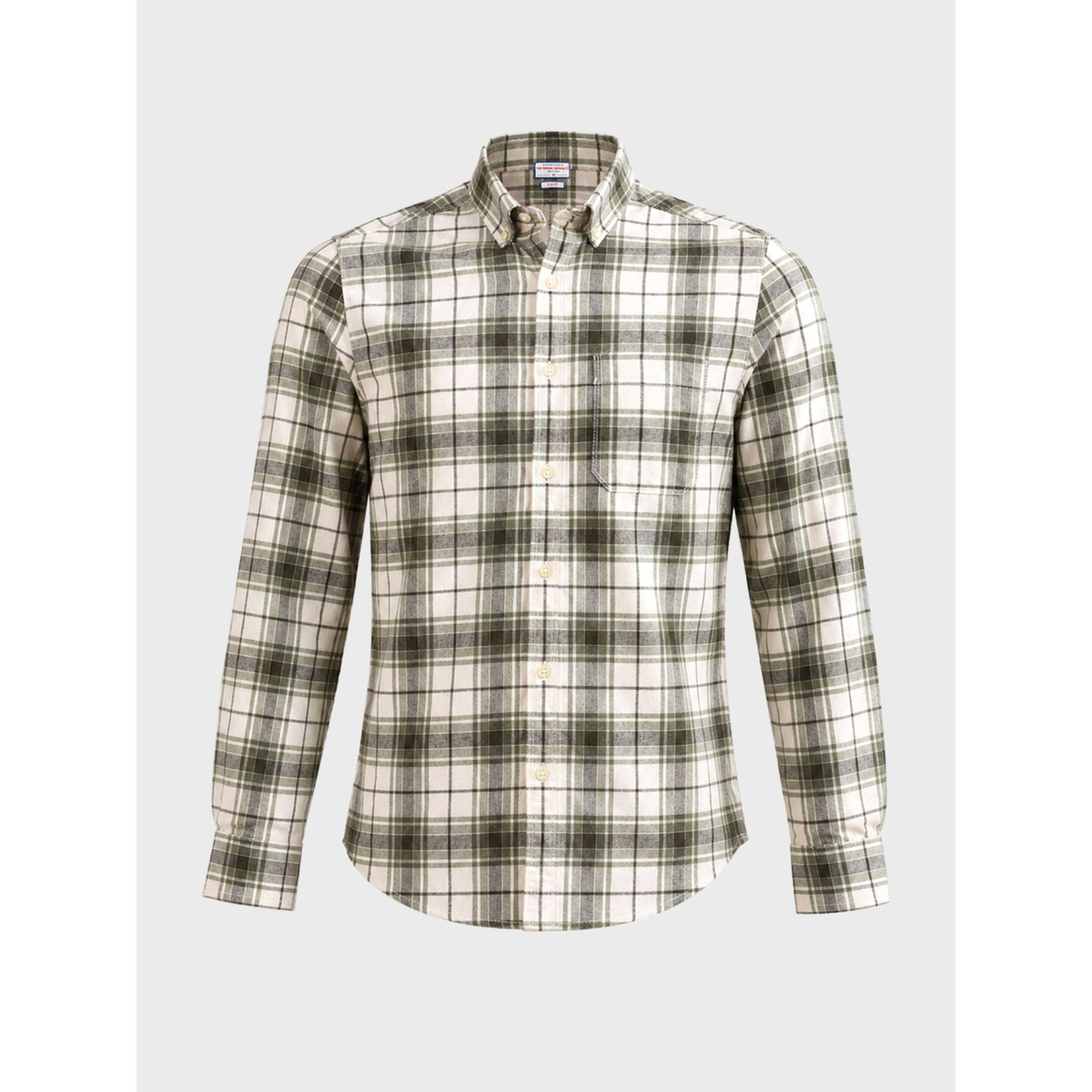 قميص كاجوال بطبعة مربعات بقصة ضيقة وياقة بأزرار للرجال-men-clothing-shirts-image-4