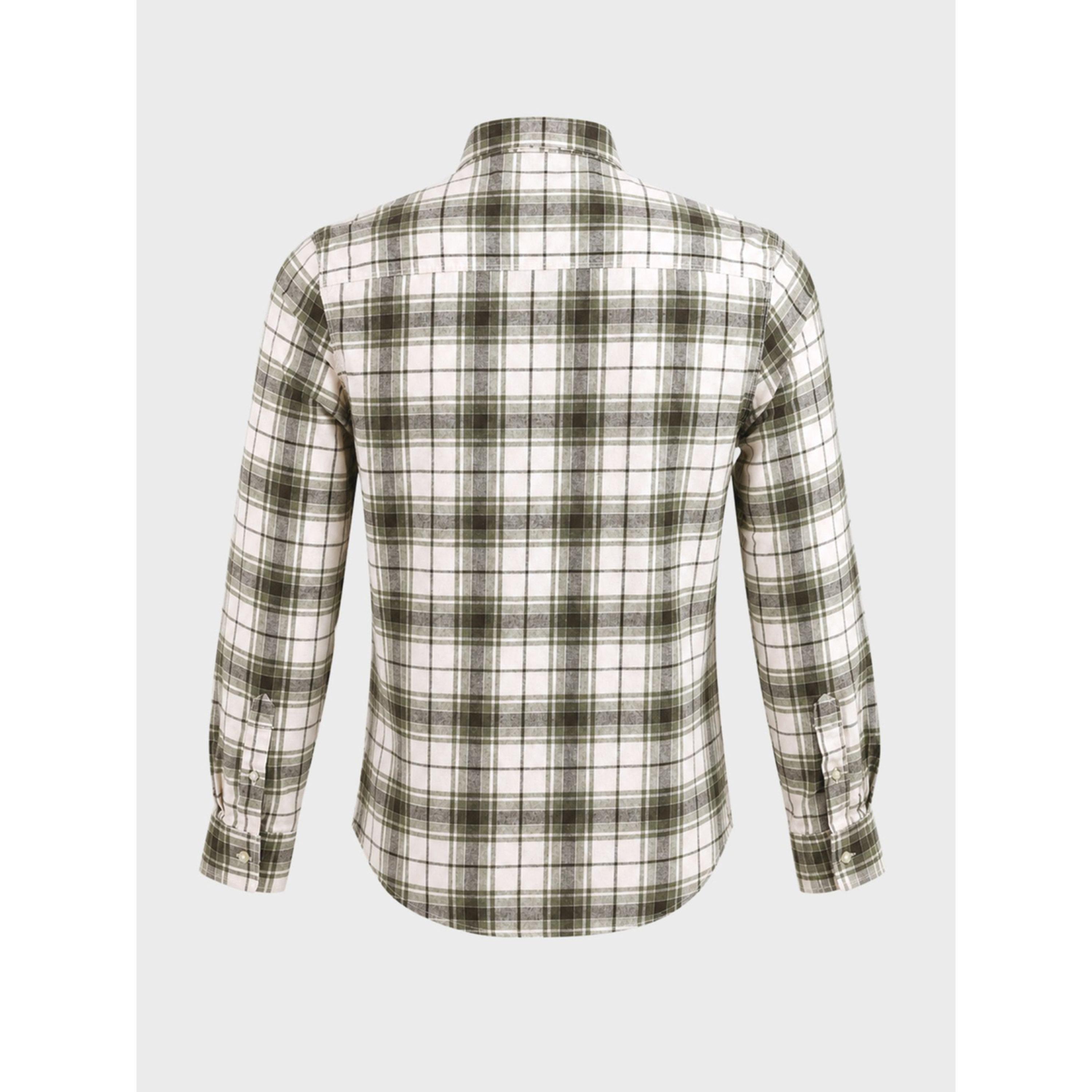 قميص كاجوال بطبعة مربعات بقصة ضيقة وياقة بأزرار للرجال-men-clothing-shirts-image-5