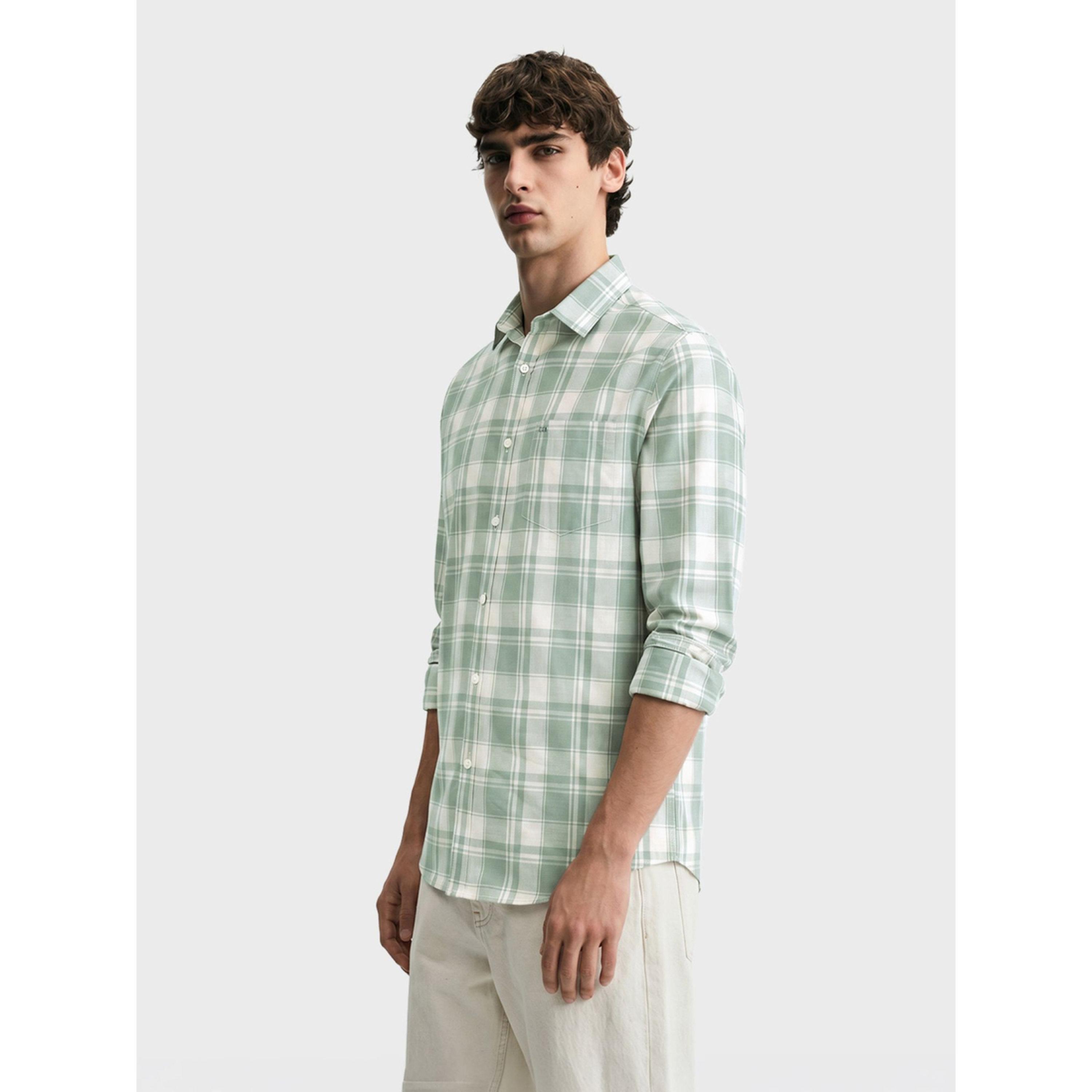 The Indian Garage Co X Styli Men Slim Fit Checked Cutaway Collar Casual Shirt-men-clothing-shirts-image-2