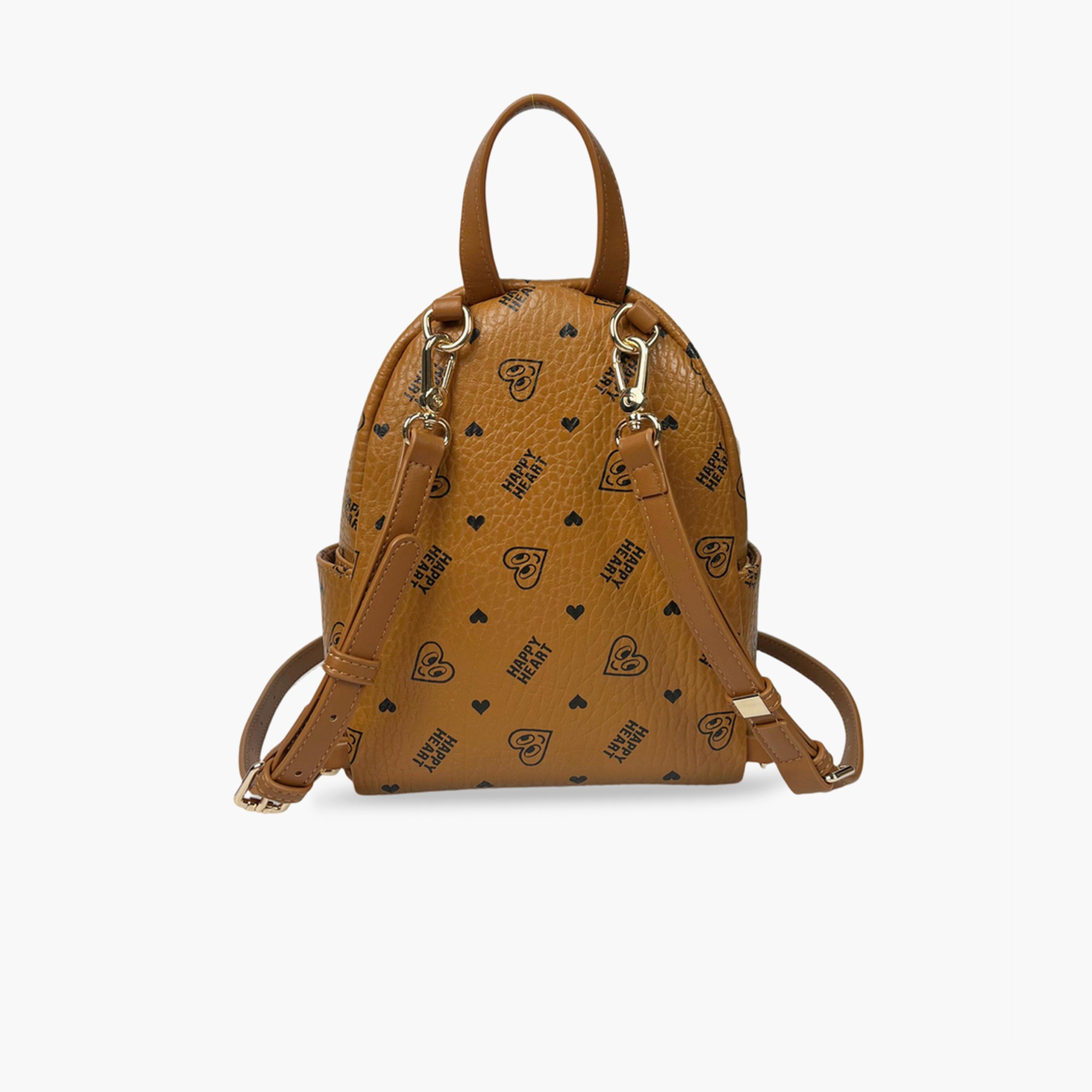 Take Two Printed Backpack with Zip and Heart Charm-women-bagsandwallets-backpacks-image-3