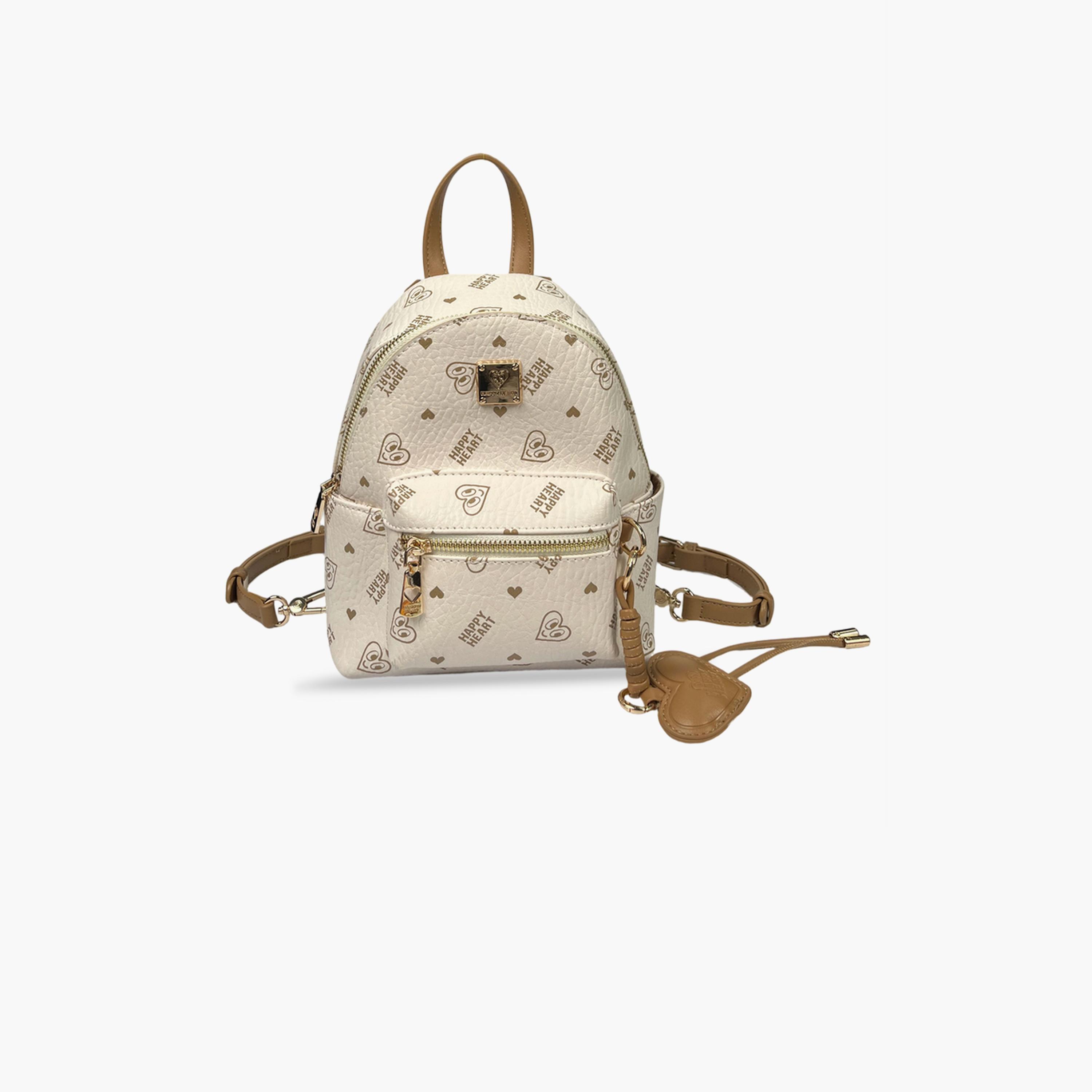 Take Two Printed Backpack with Zip and Heart Charm-women-bagsandwallets-backpacks-image-1
