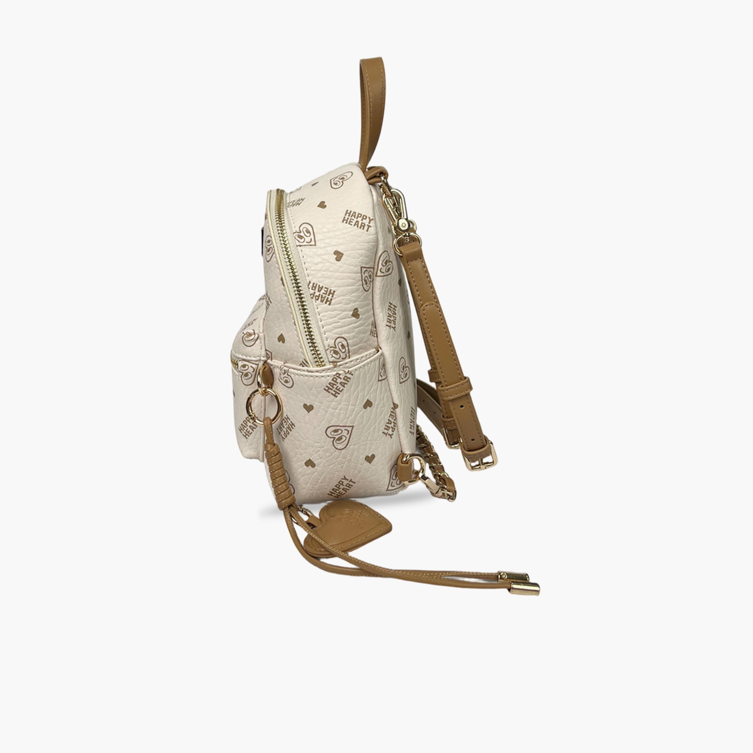 Take Two Printed Backpack with Zip and Heart Charm-women-bagsandwallets-backpacks-image-2