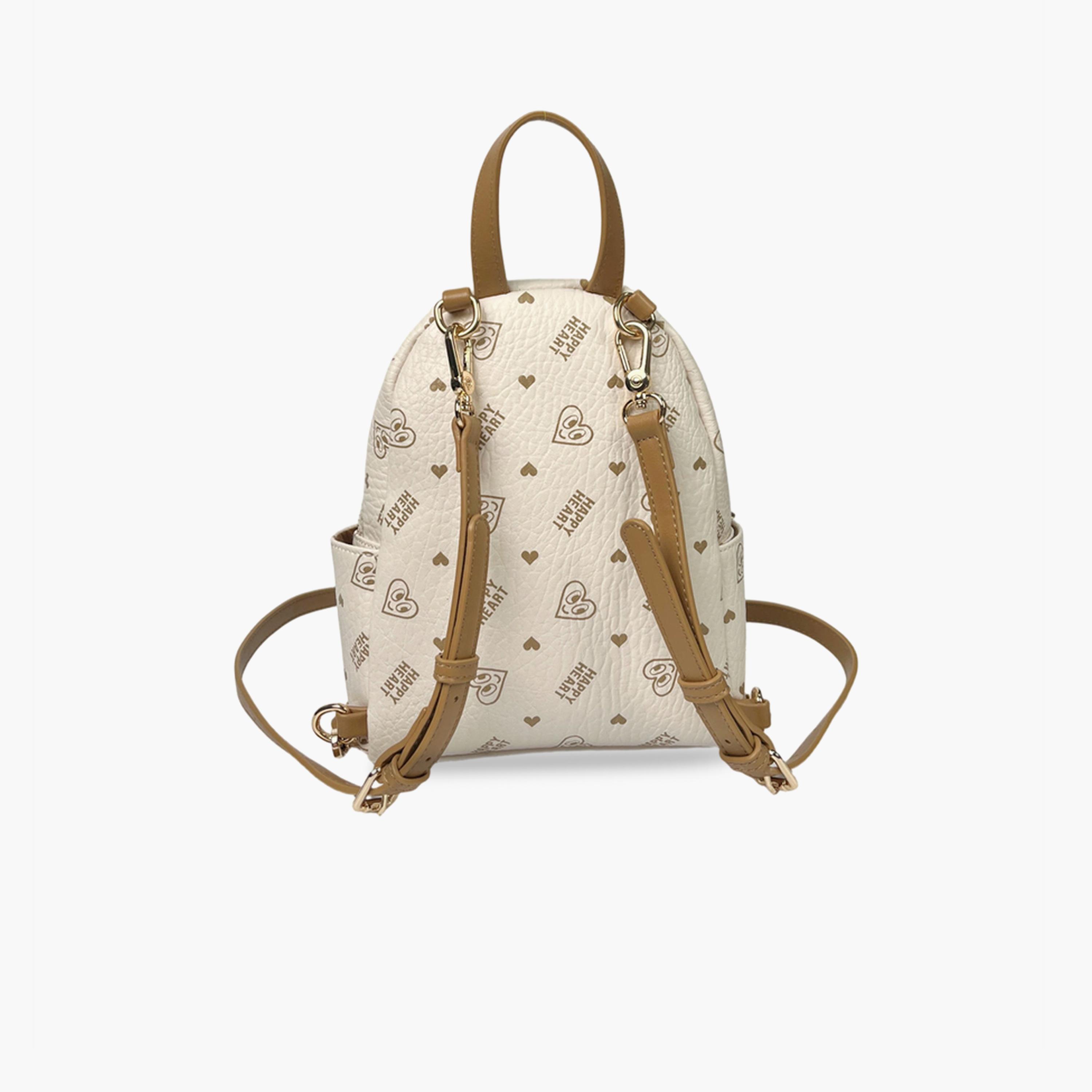 Take Two Printed Backpack with Zip and Heart Charm-women-bagsandwallets-backpacks-image-3