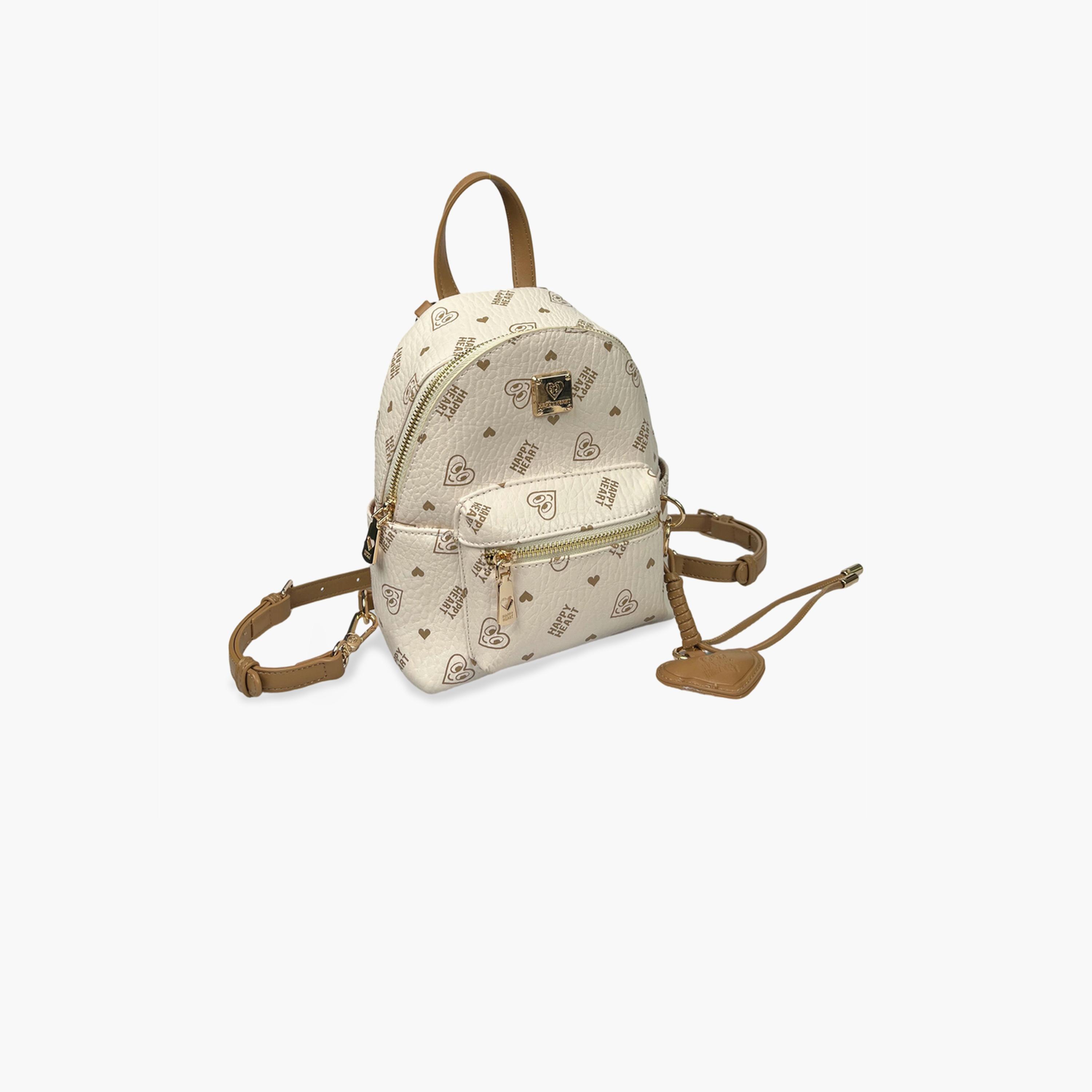 Take Two Printed Backpack with Zip and Heart Charm-women-bagsandwallets-backpacks-image-5