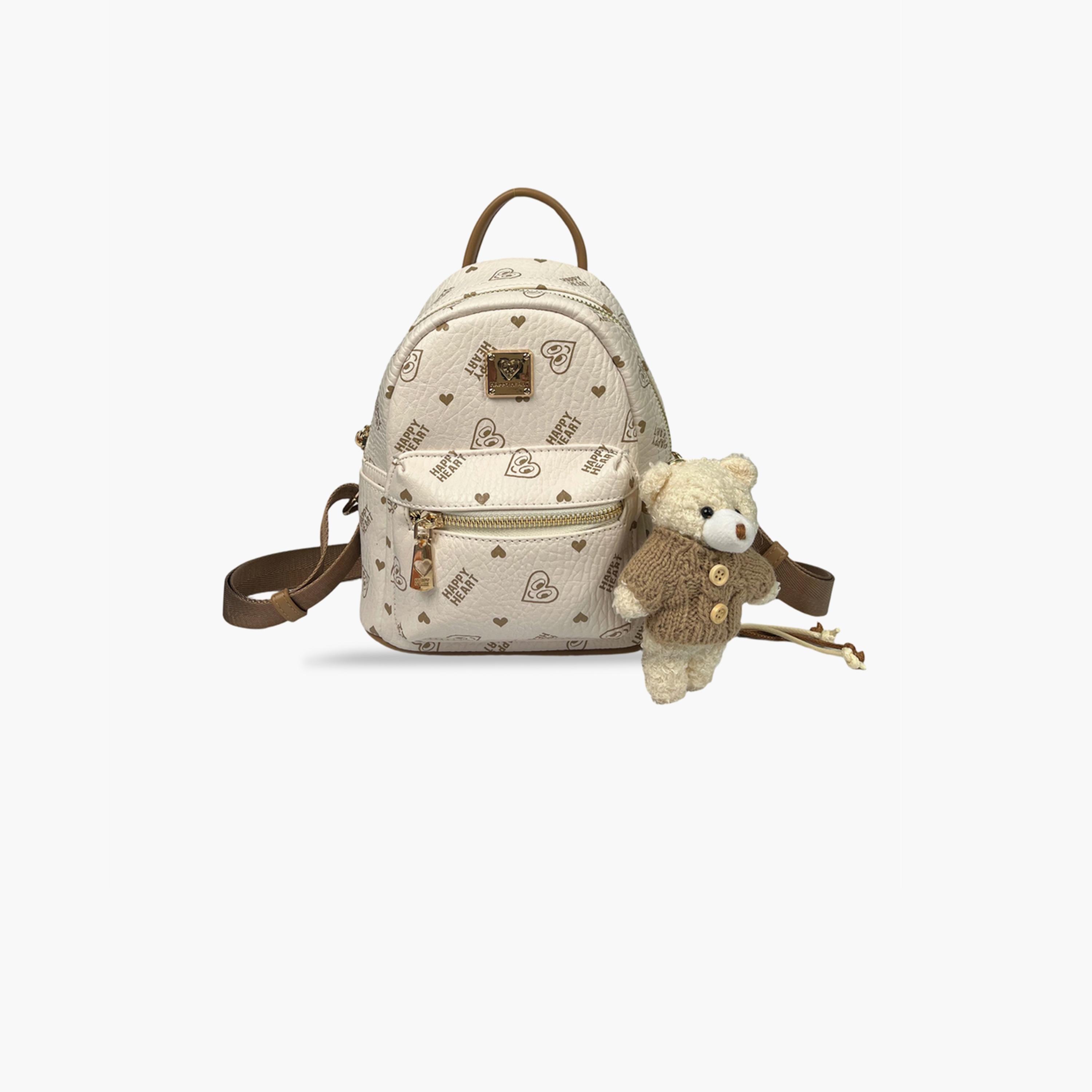 Take Two Beige Heart Printed Backpack with Zip-women-bagsandwallets-backpacks-image-1
