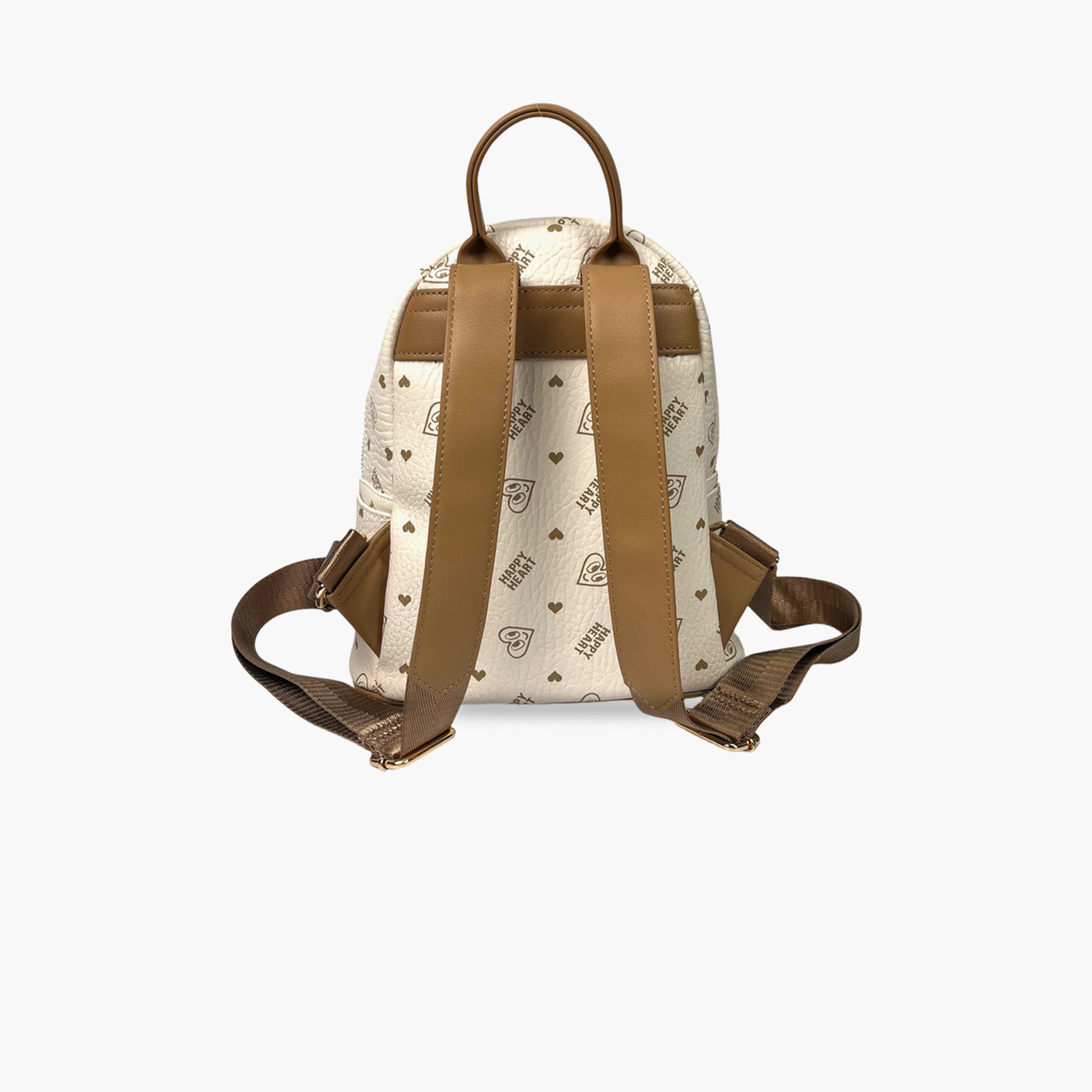 Take Two Beige Heart Printed Backpack with Zip-women-bagsandwallets-backpacks-image-2