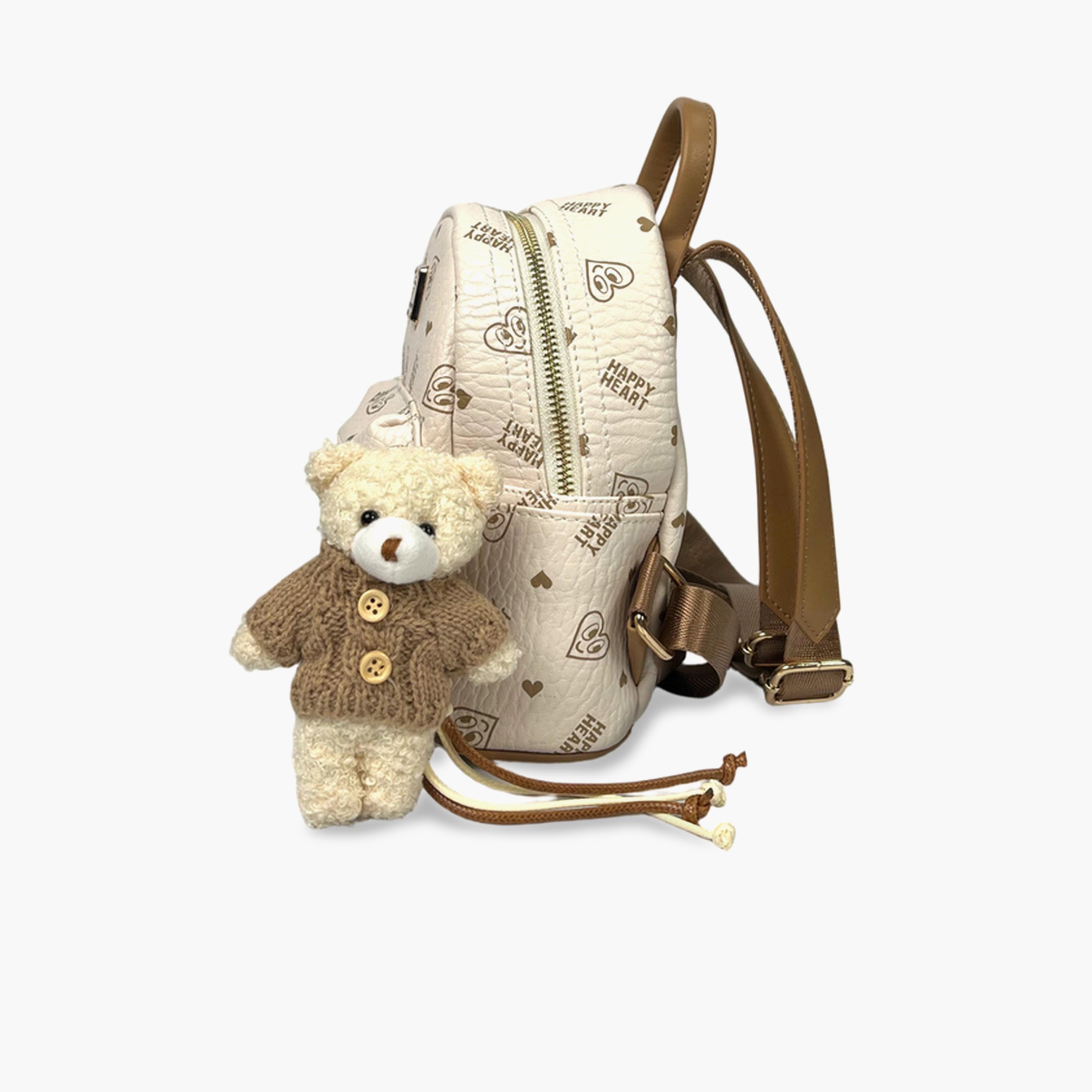 Take Two Beige Heart Printed Backpack with Zip-women-bagsandwallets-backpacks-image-3