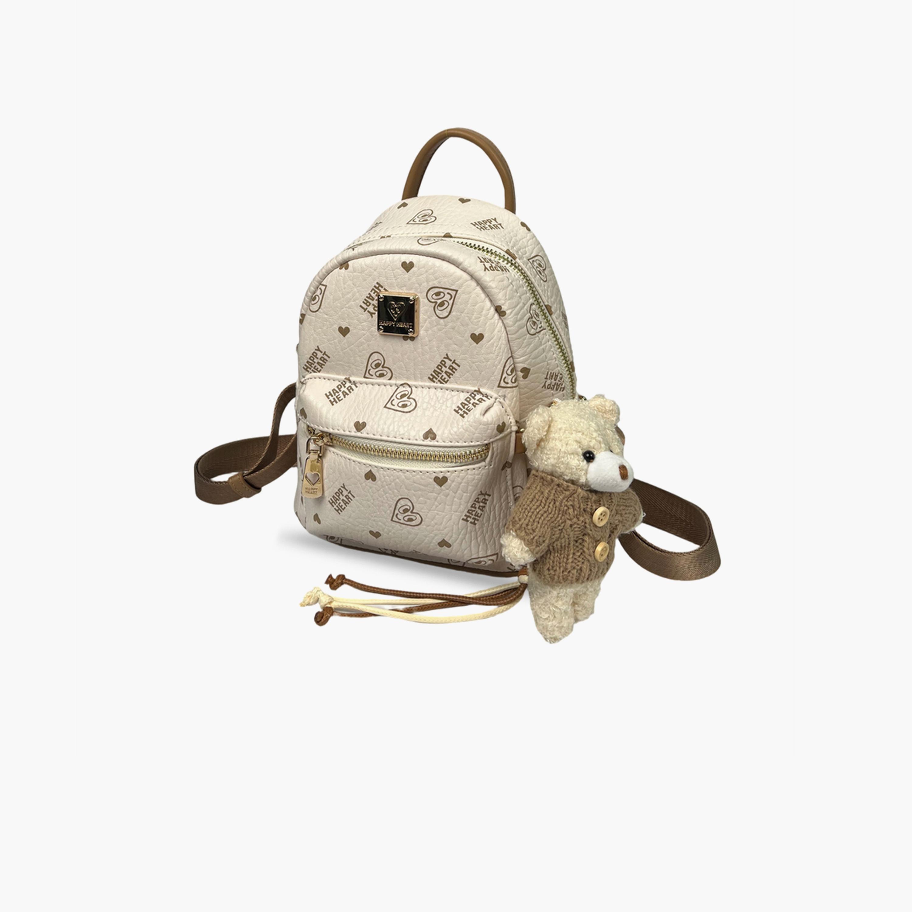 Take Two Beige Heart Printed Backpack with Zip-women-bagsandwallets-backpacks-image-5