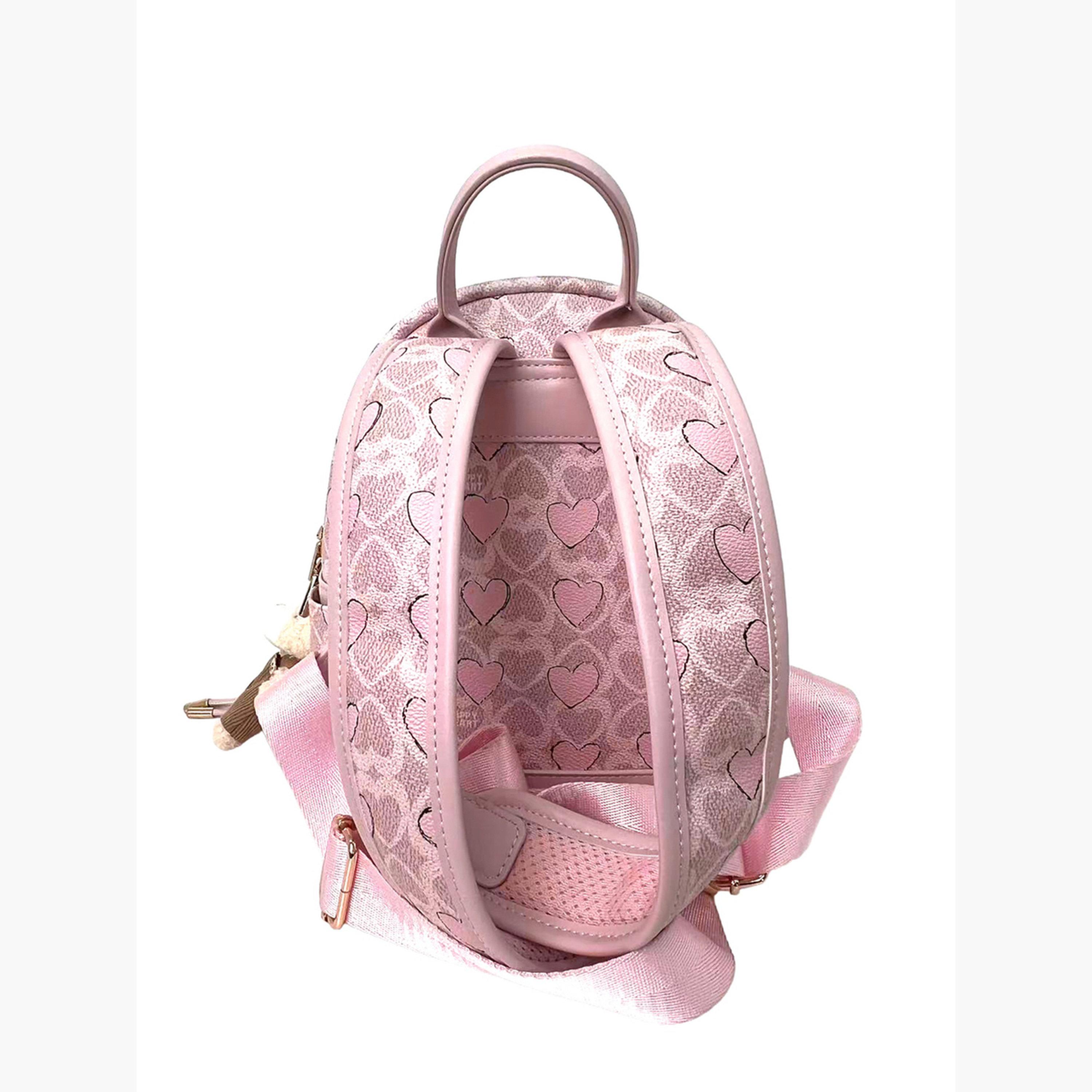 Take Two Pink Heart Printed Backpack with Plush Toy-women-bagsandwallets-backpacks-image-4